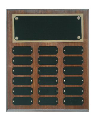 Engraved Genuine Walnut Perpetual Plaque - 10 1/2 x 13 in (18 plates)
