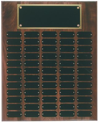 Engraved Genuine Walnut Perpetual Plaque - 16 x 20 in (60 plates)