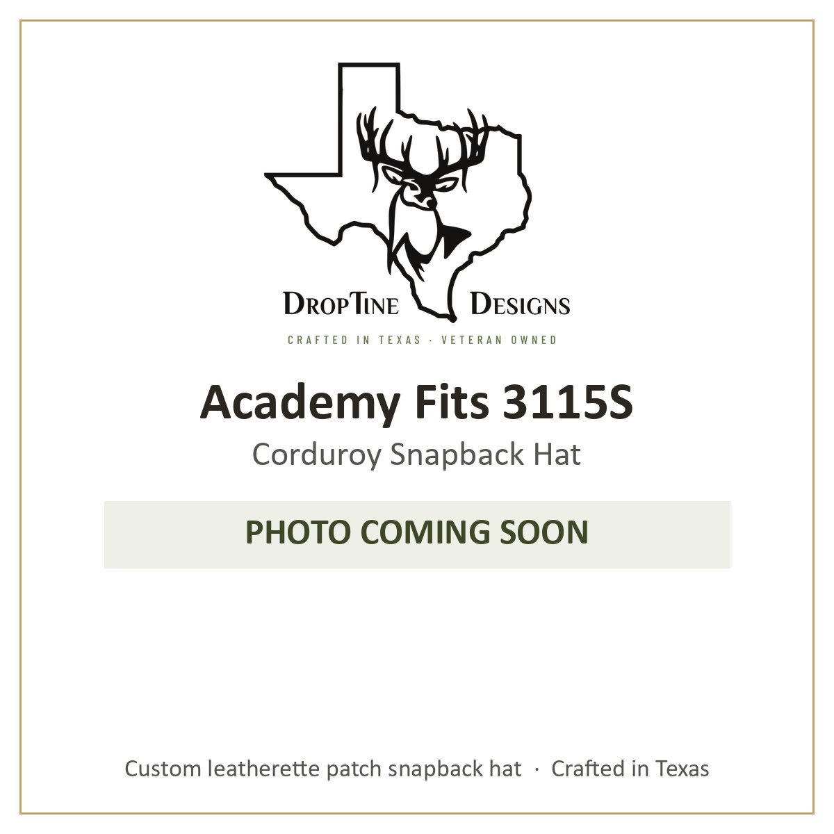 Photo coming soon: Academy Fits 3115S Corduroy Snapback Hat