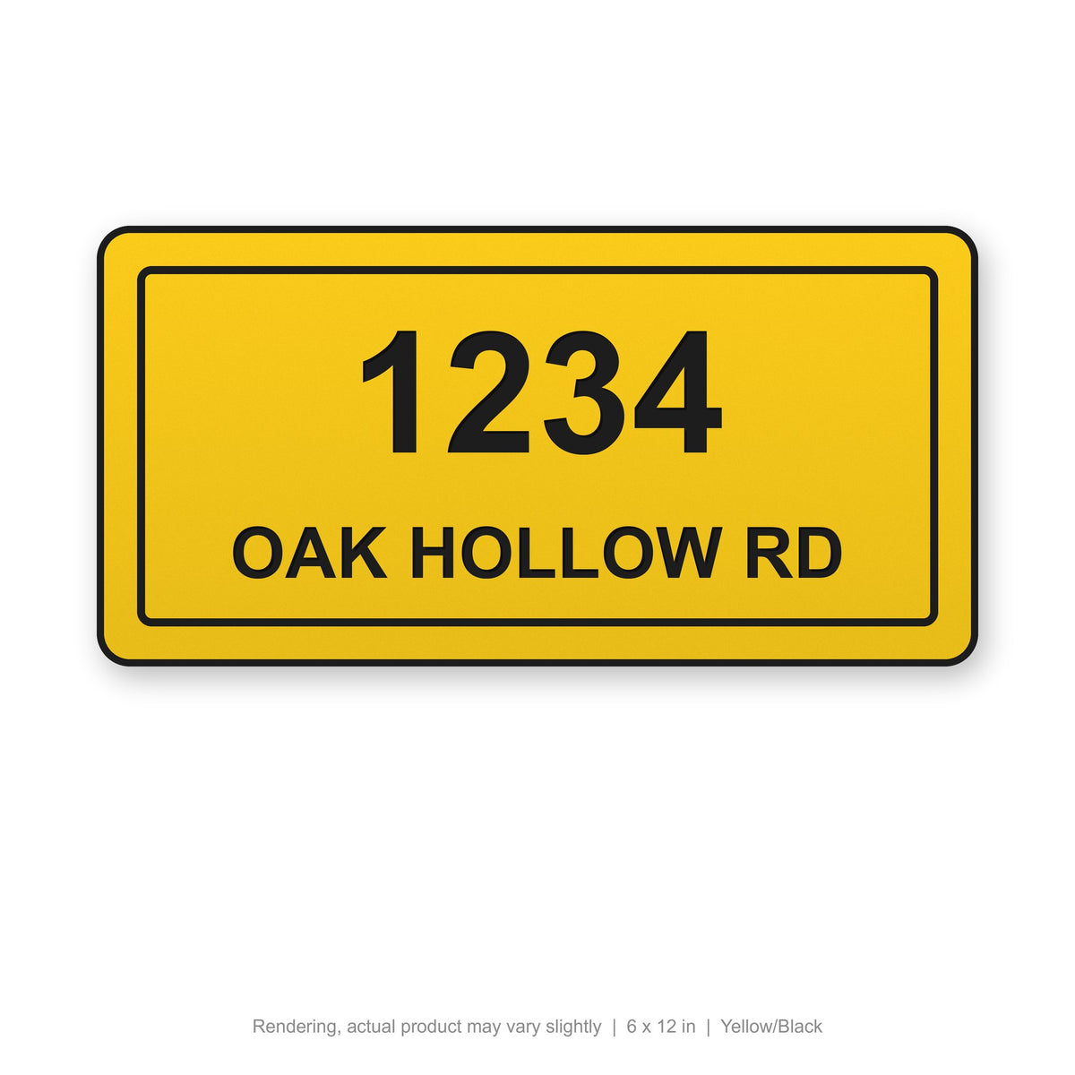 Routed Address Plaque, 6 x 12 in, Yellow/Black (rendering)