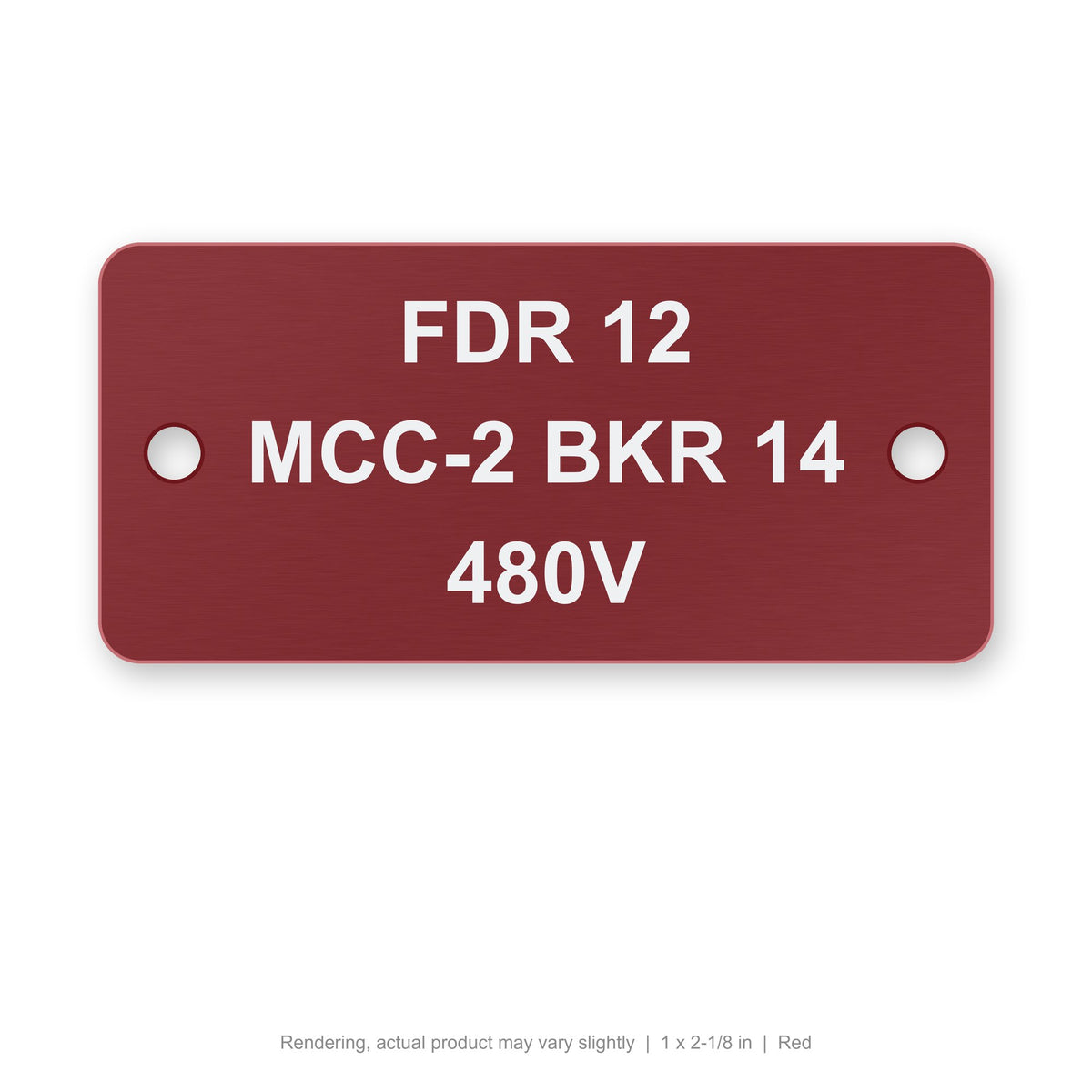Laser-Marked Anodized Aluminum Cable Tag, 1 x 2-1/8 in, Red (rendering)