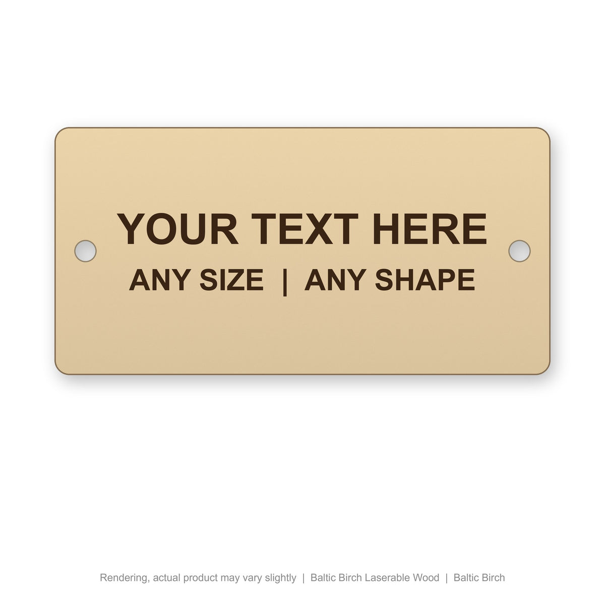 Baltic Birch Laserable Wood engraved plate (rendering)