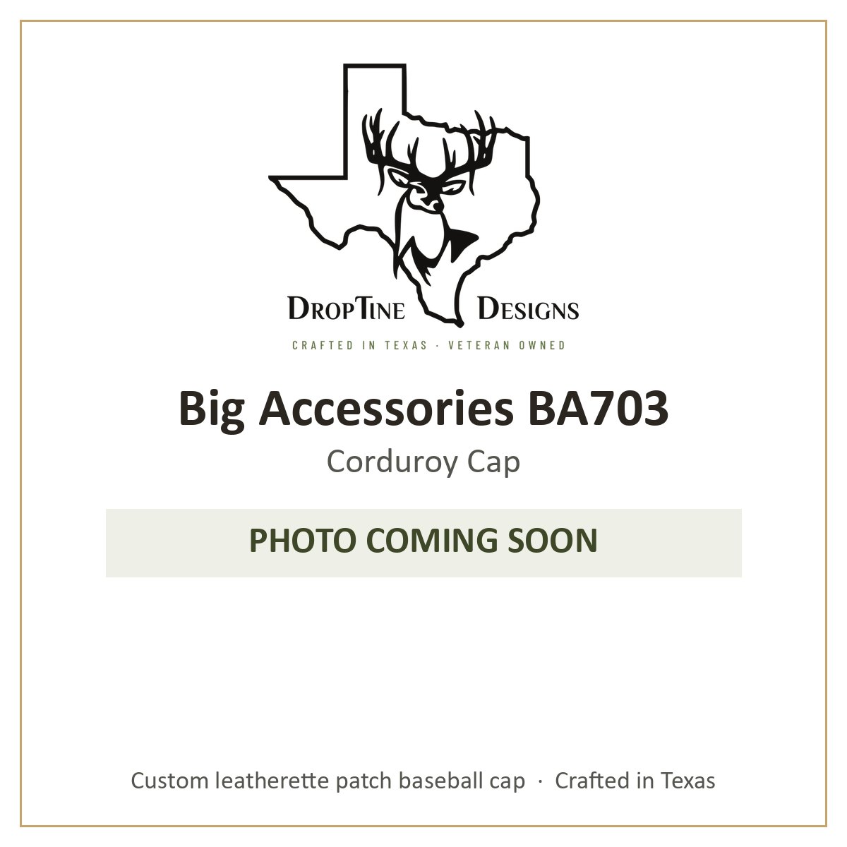 Photo coming soon: Big Accessories BA703 Corduroy Cap
