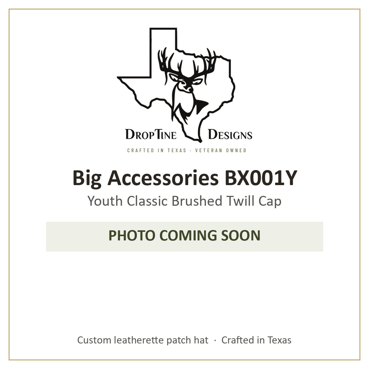 Photo coming soon: Big Accessories BX001Y Youth Classic Brushed Twill Cap
