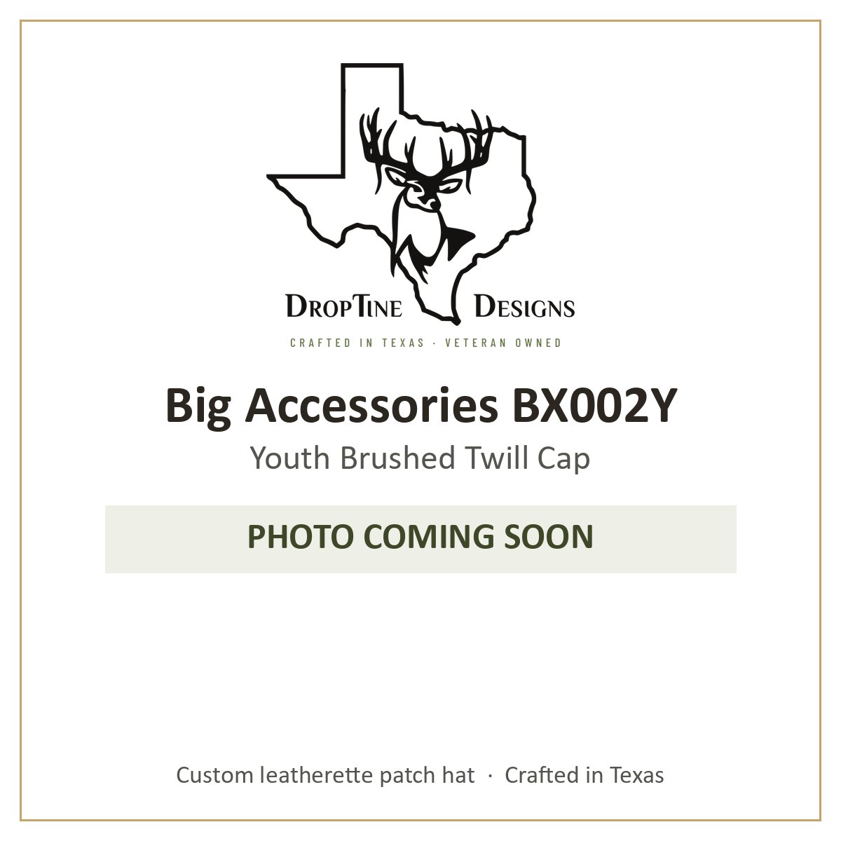 Photo coming soon: Big Accessories BX002Y Youth Brushed Twill Cap