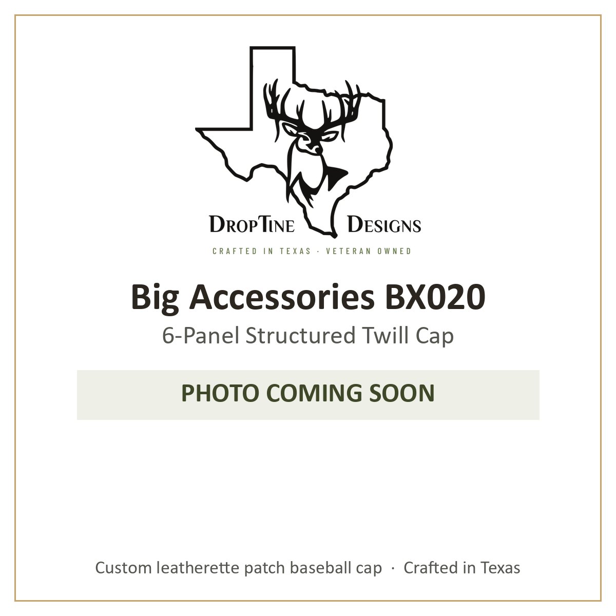 Photo coming soon: Big Accessories BX020 6-Panel Structured Twill Cap
