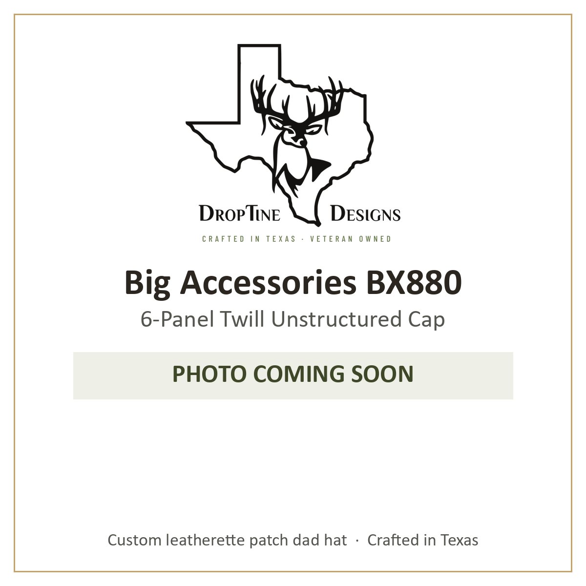Photo coming soon: Big Accessories BX880 6-Panel Twill Unstructured Cap