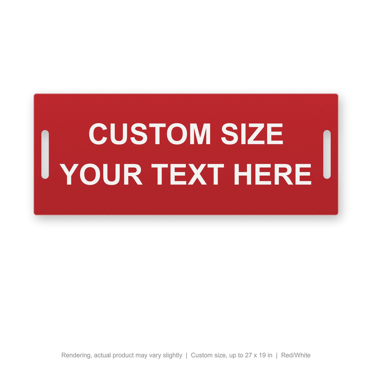 Engraved Cable Tag with Tie Slots (Phenolic-Style), custom size, Red/White (rendering)