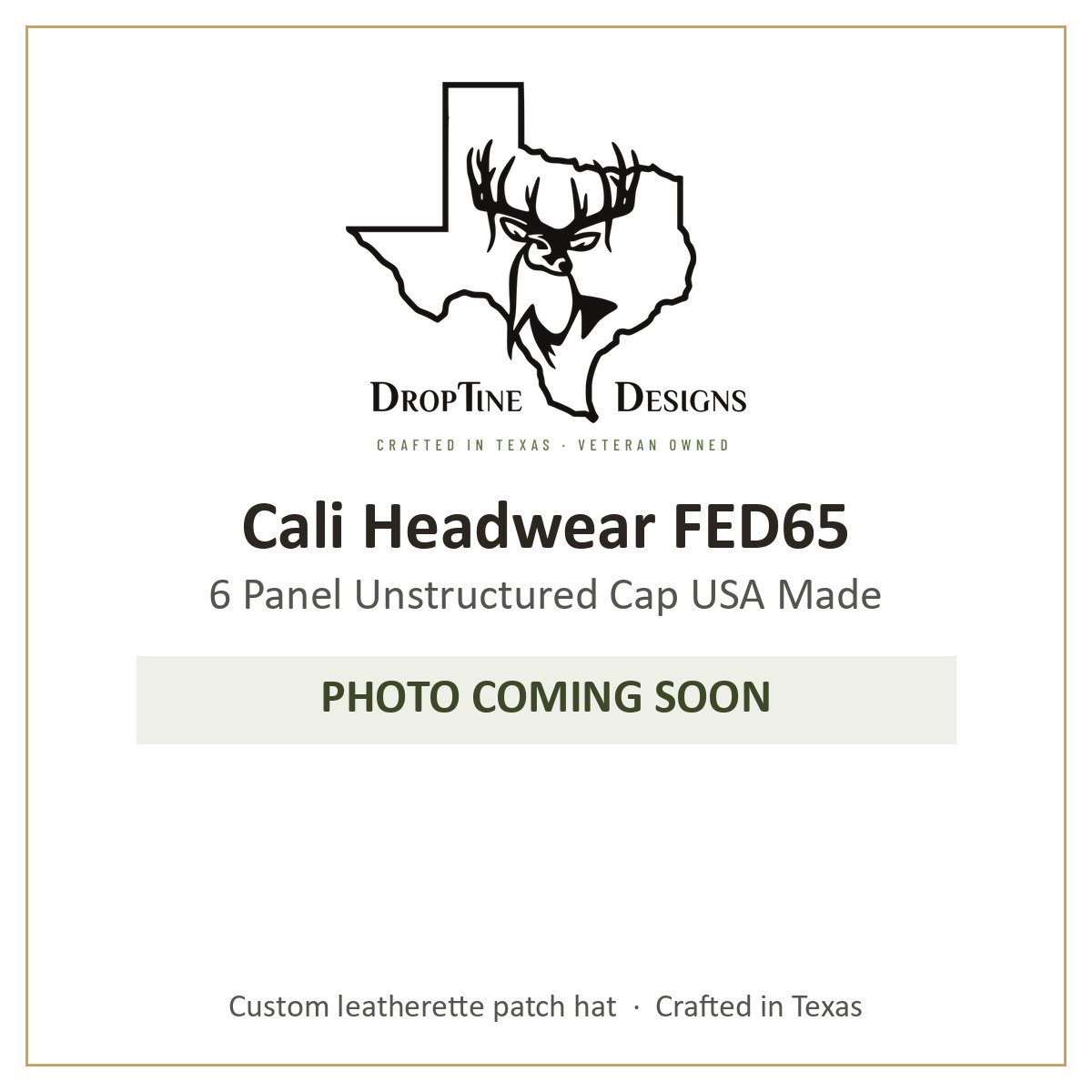 Photo coming soon: Cali Headwear FED65 6 Panel Unstructured Cap USA Made
