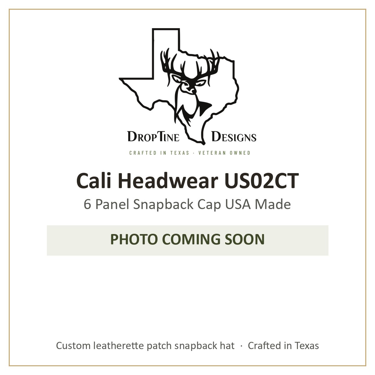 Photo coming soon: Cali Headwear US02CT 6 Panel Snapback Cap USA Made