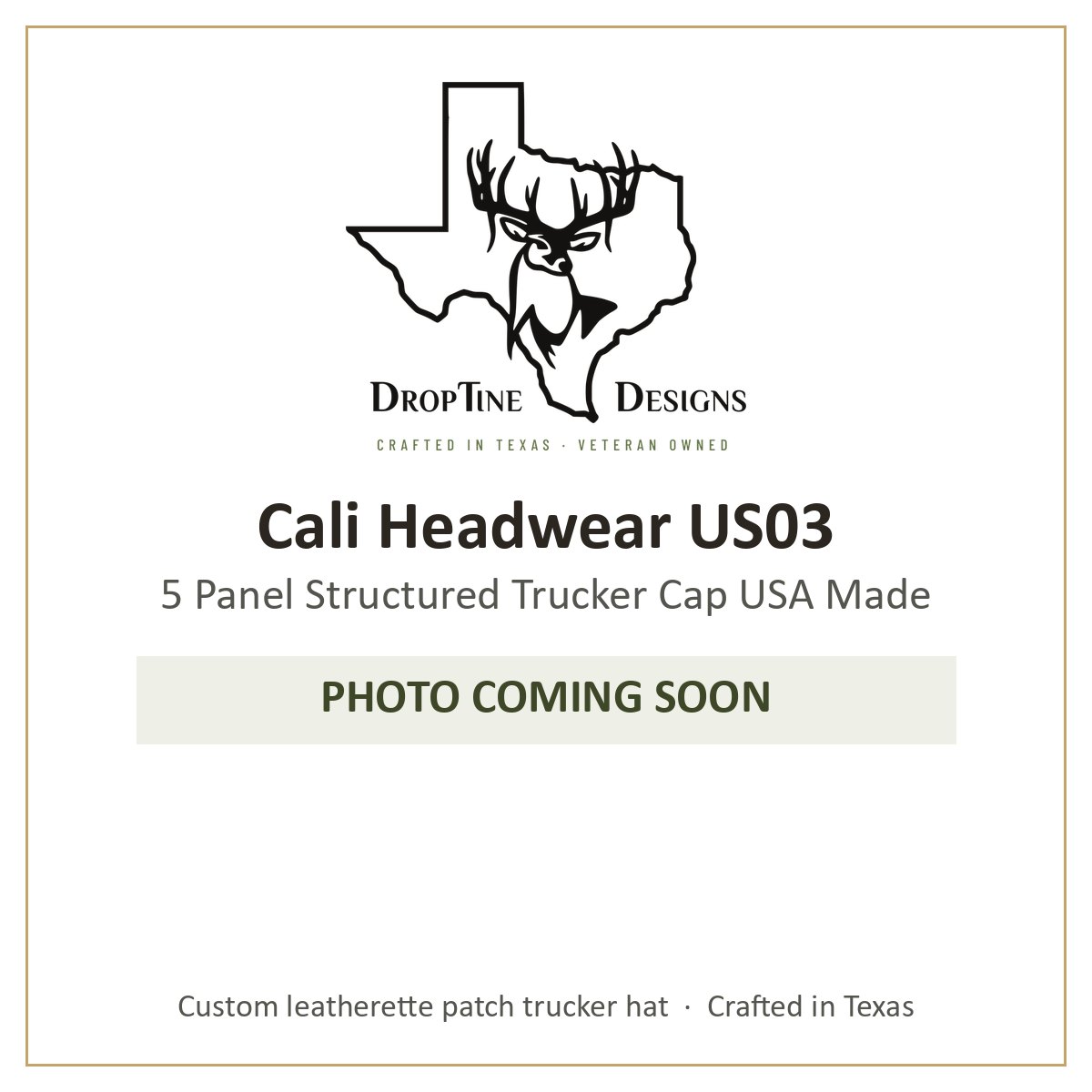 Photo coming soon: Cali Headwear US03 5 Panel Structured Trucker Cap USA Made