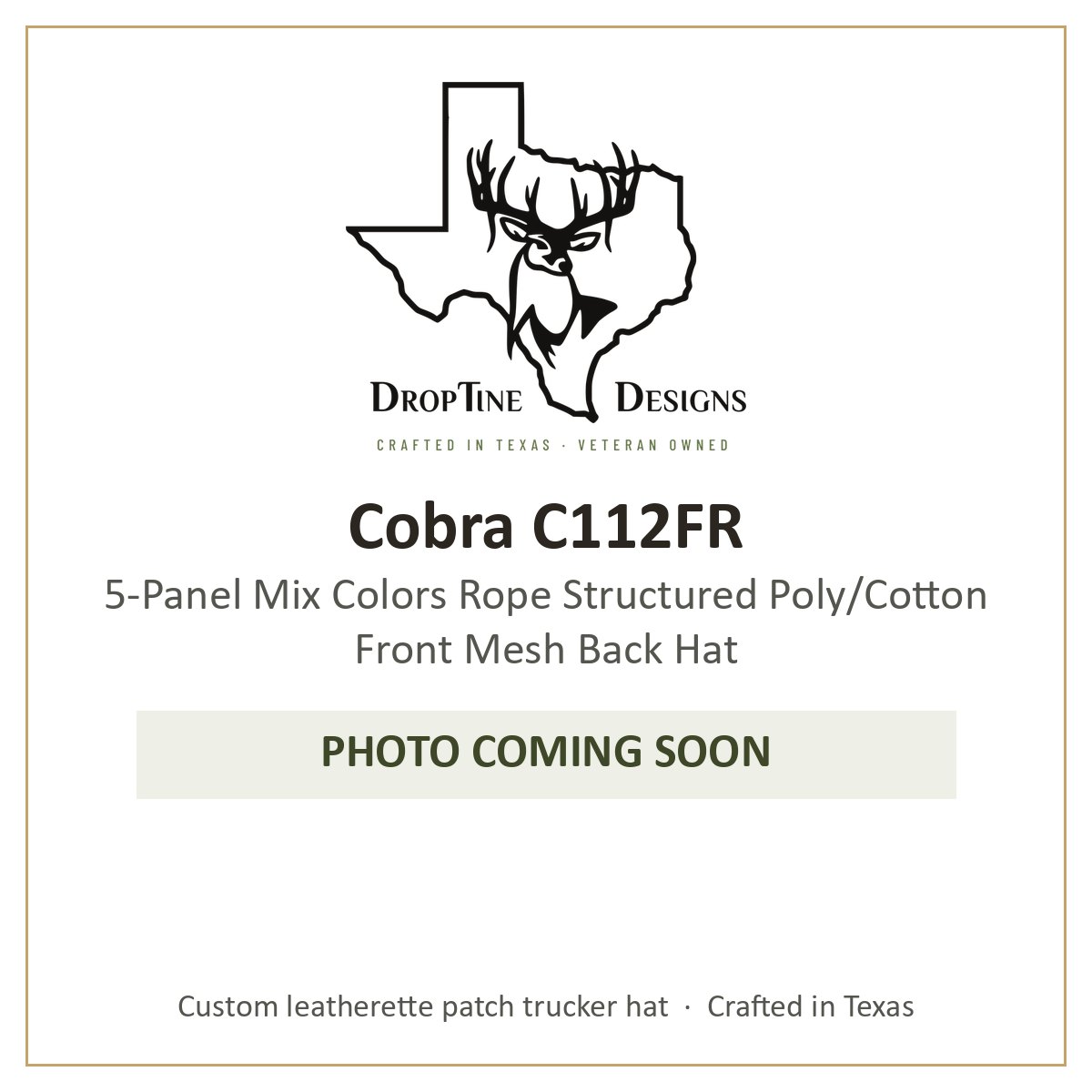 Photo coming soon: Cobra C112FR 5-Panel Mix Colors Rope Structured Poly/Cotton Front Mesh Back Hat