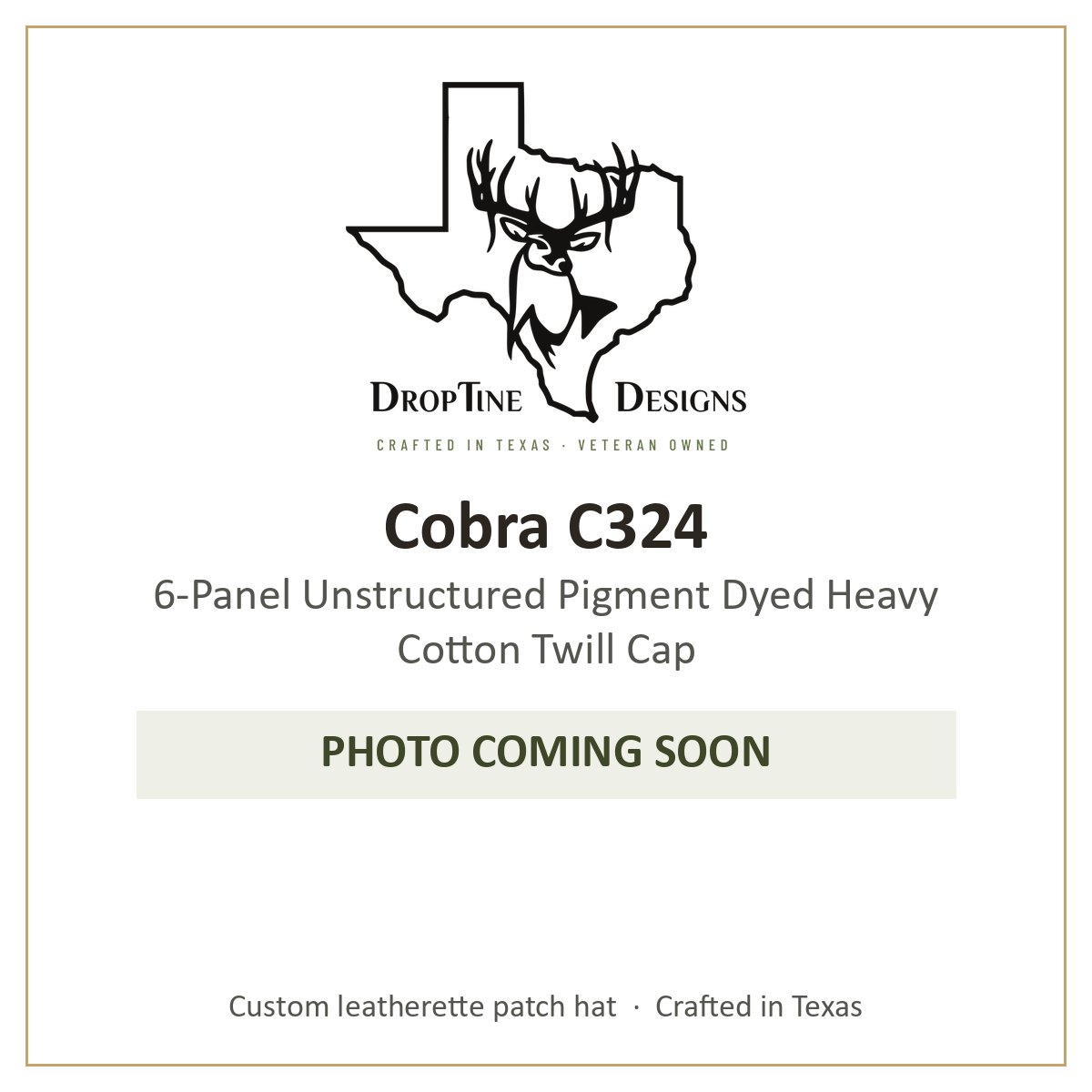 Photo coming soon: Cobra C324 6-Panel Unstructured Pigment Dyed Heavy Cotton Twill Cap