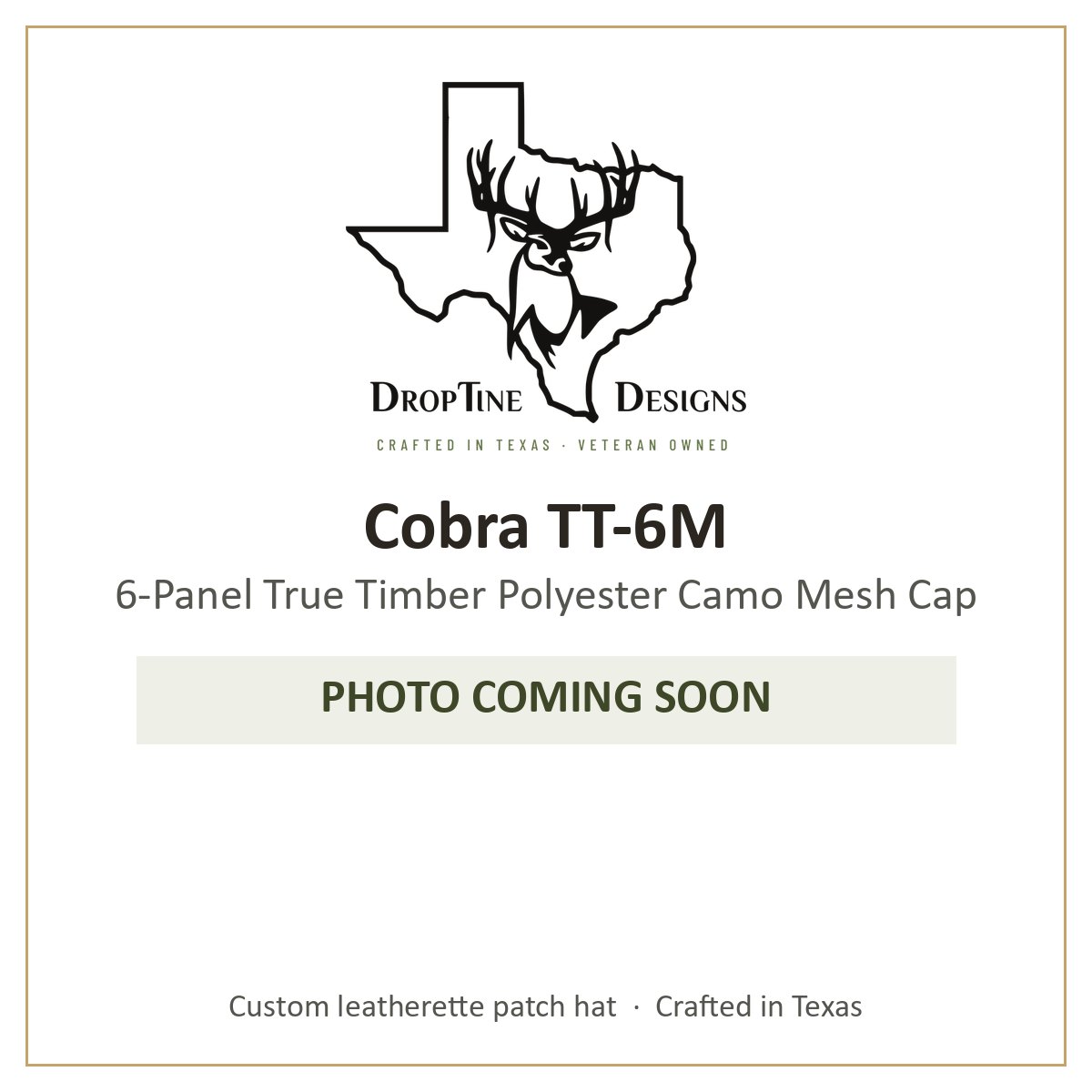 Photo coming soon: Cobra TT-6M 6-Panel True Timber Polyester Camo Mesh Cap