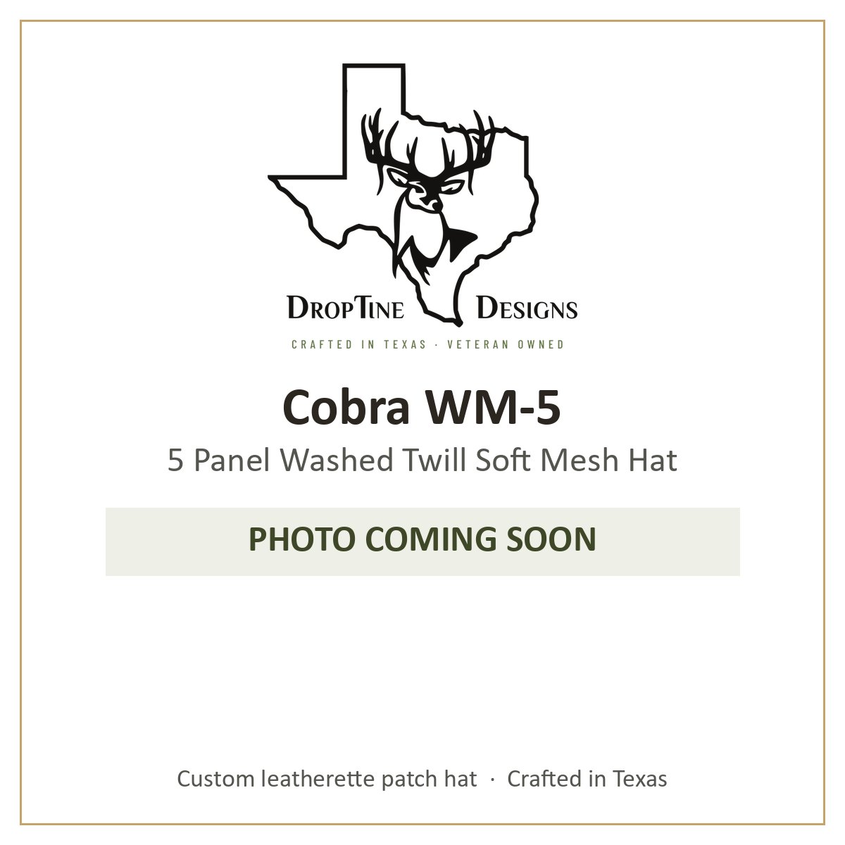 Photo coming soon: Cobra WM-5 5 Panel Washed Twill Soft Mesh Hat