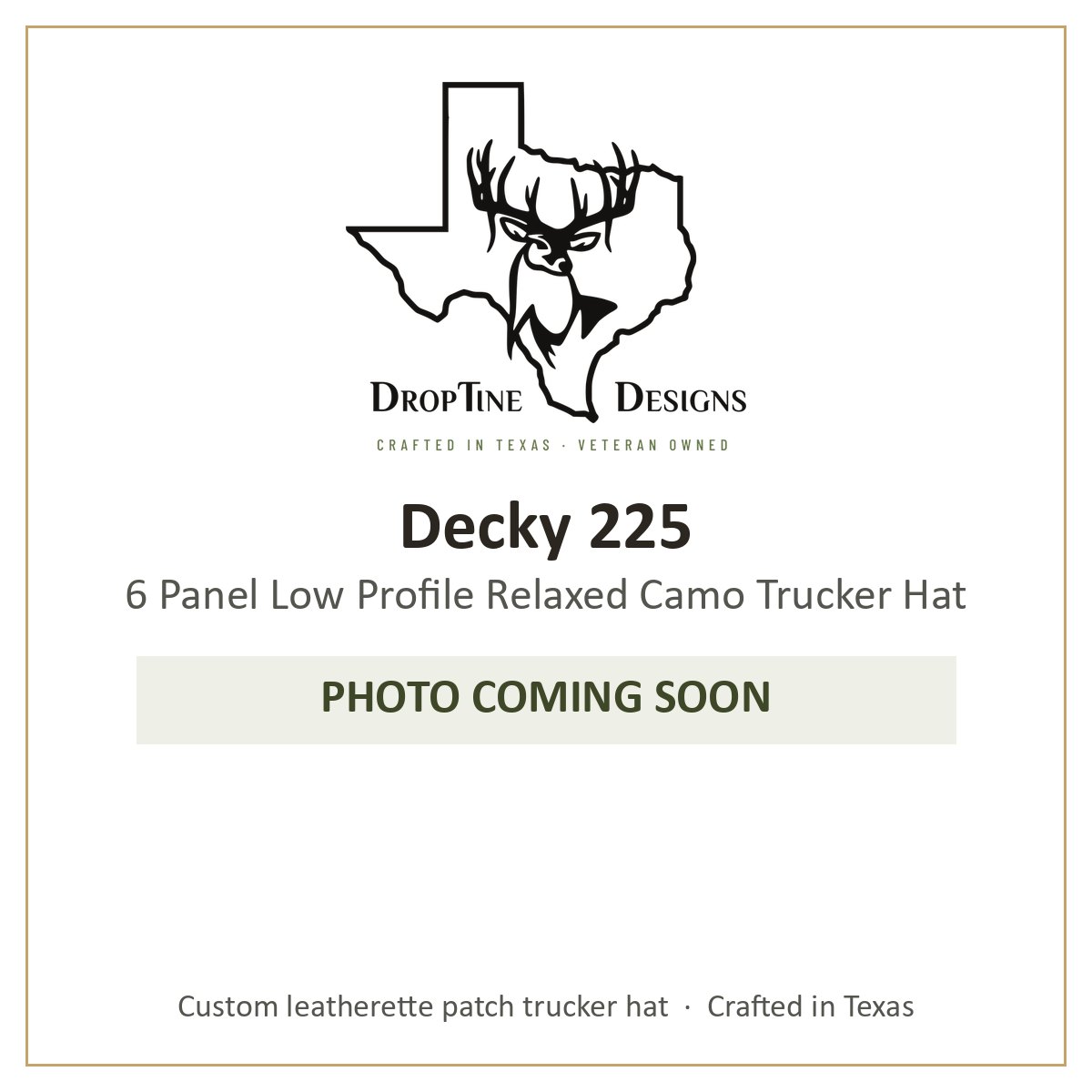 Photo coming soon: Decky 225 6 Panel Low Profile Relaxed Camo Trucker Hat
