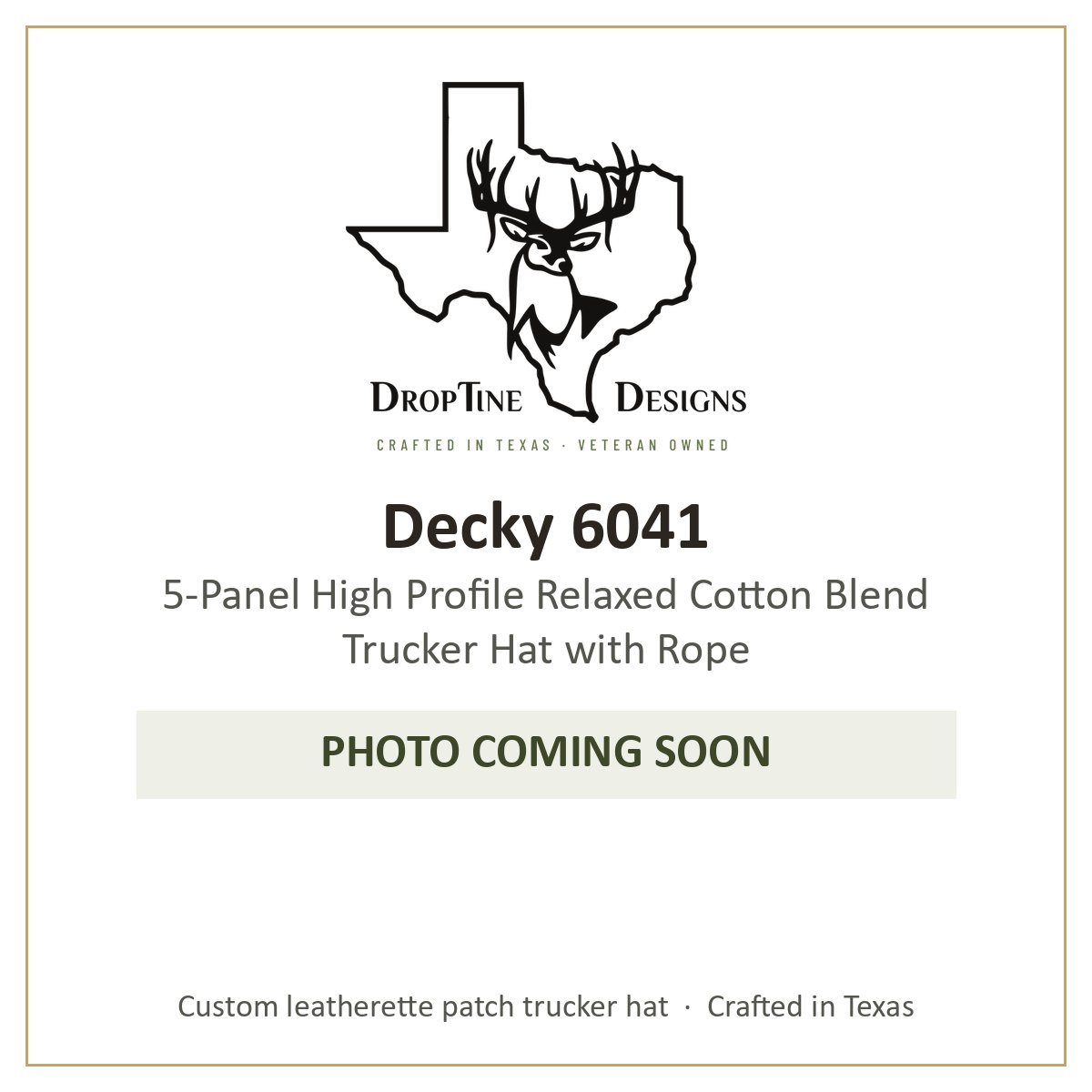 Photo coming soon: Decky 6041 5-Panel High Profile Relaxed Cotton Blend Trucker Hat with Rope