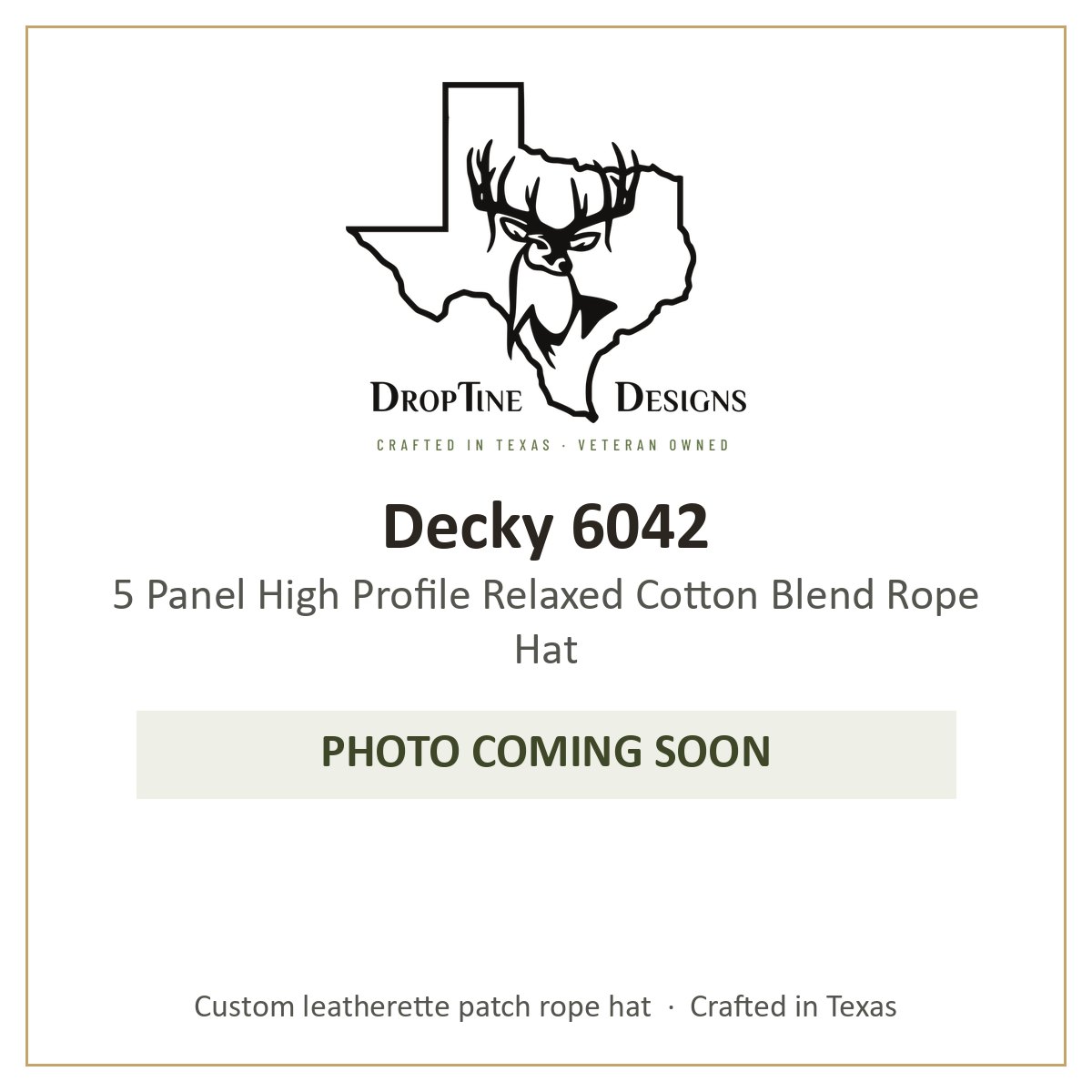 Photo coming soon: Decky 6042 5 Panel High Profile Relaxed Cotton Blend Rope Hat