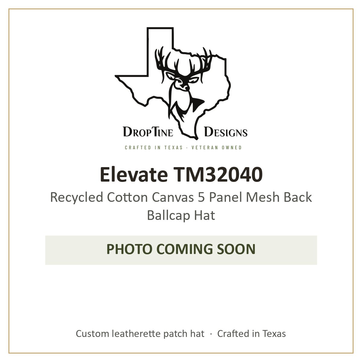 Photo coming soon: Elevate TM32040 Recycled Cotton Canvas 5 Panel Mesh Back Ballcap Hat