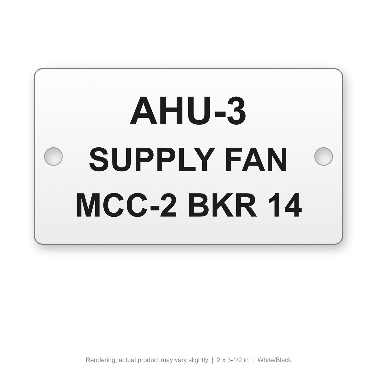 Engraved Outdoor Equipment Tag, 2 x 3-1/2 in, White/Black (rendering)