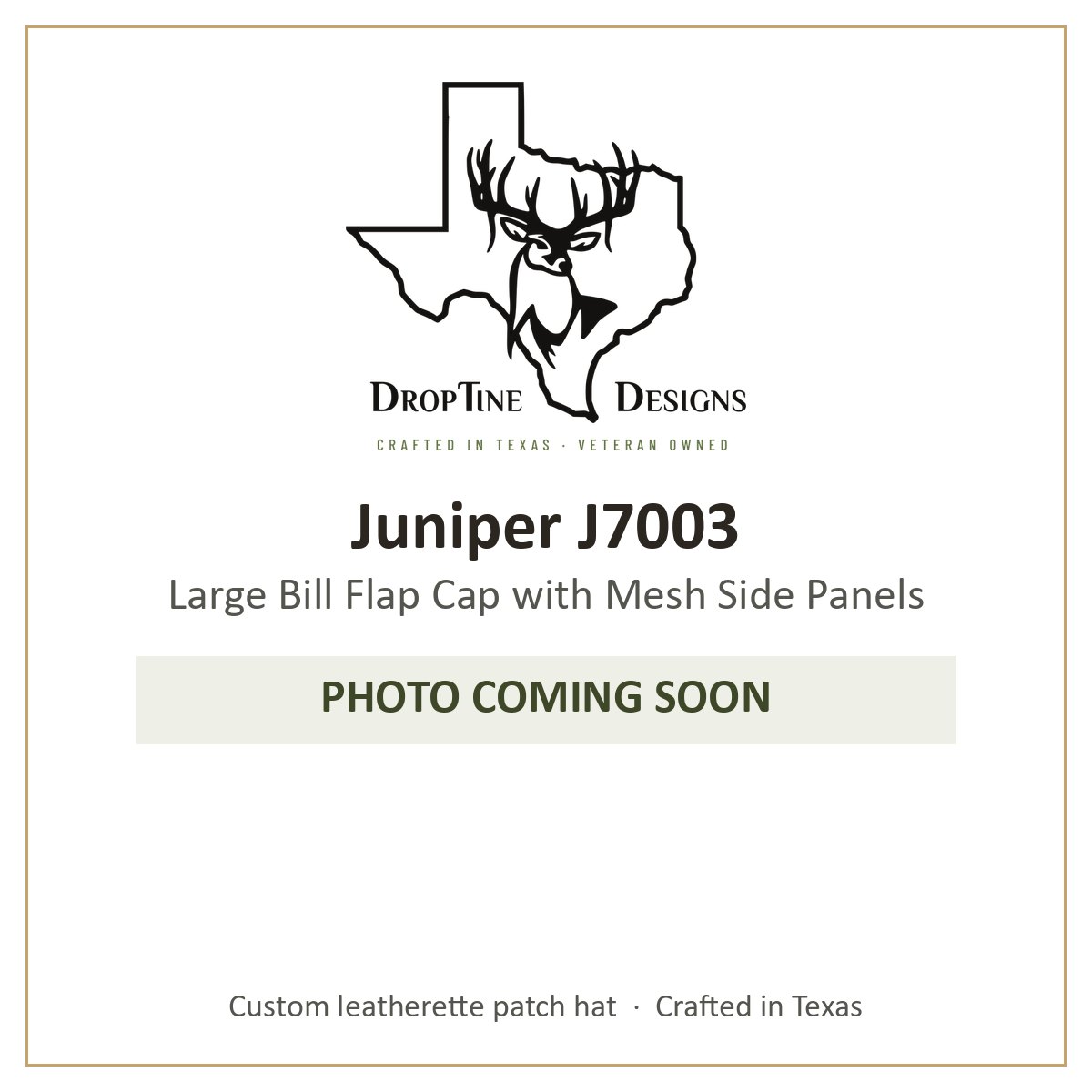 Photo coming soon: Juniper J7003 Large Bill Flap Cap with Mesh Side Panels