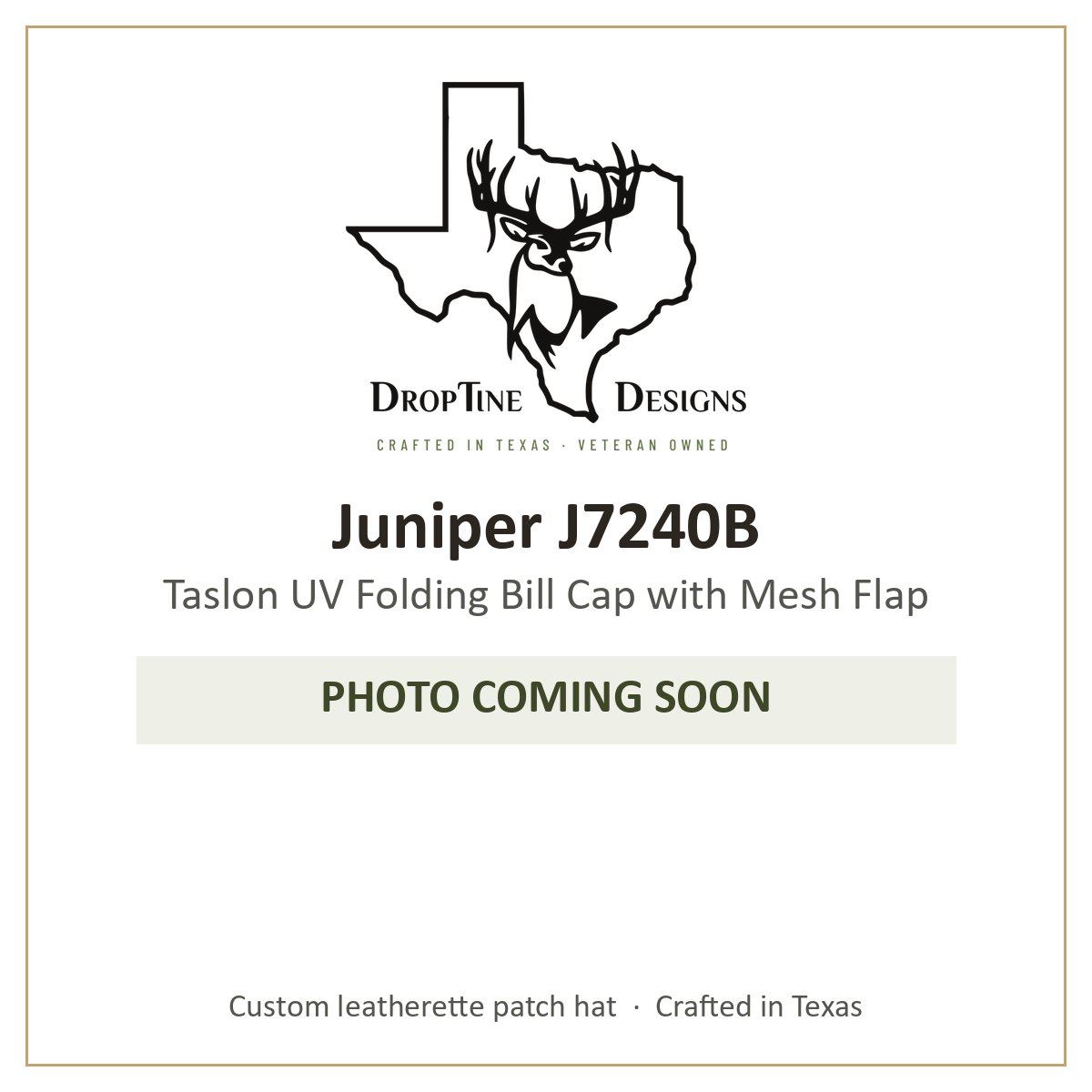 Photo coming soon: Juniper J7240B Taslon UV Folding Bill Cap with Mesh Flap
