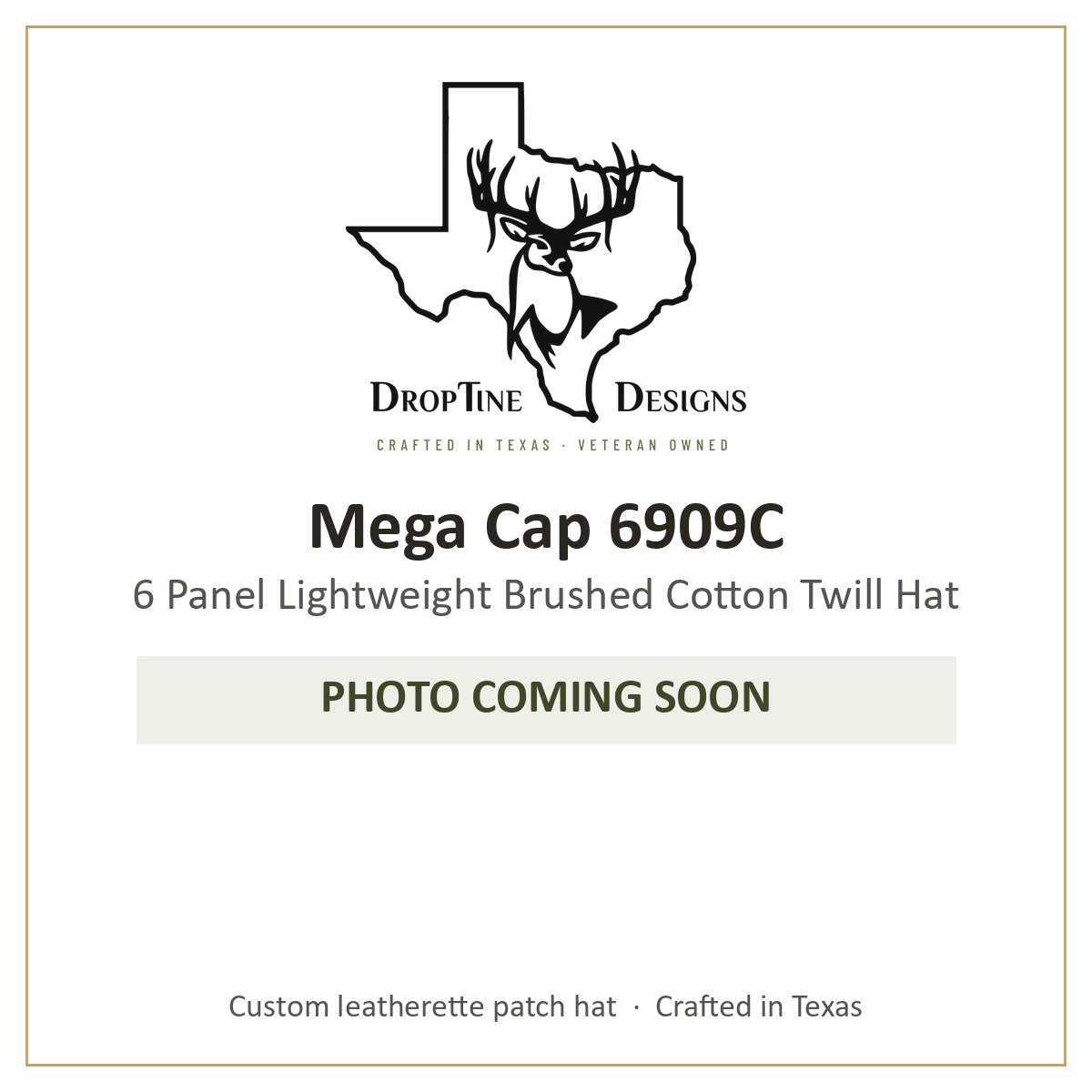 Photo coming soon: Mega Cap 6909C 6 Panel Lightweight Brushed Cotton Twill Hat
