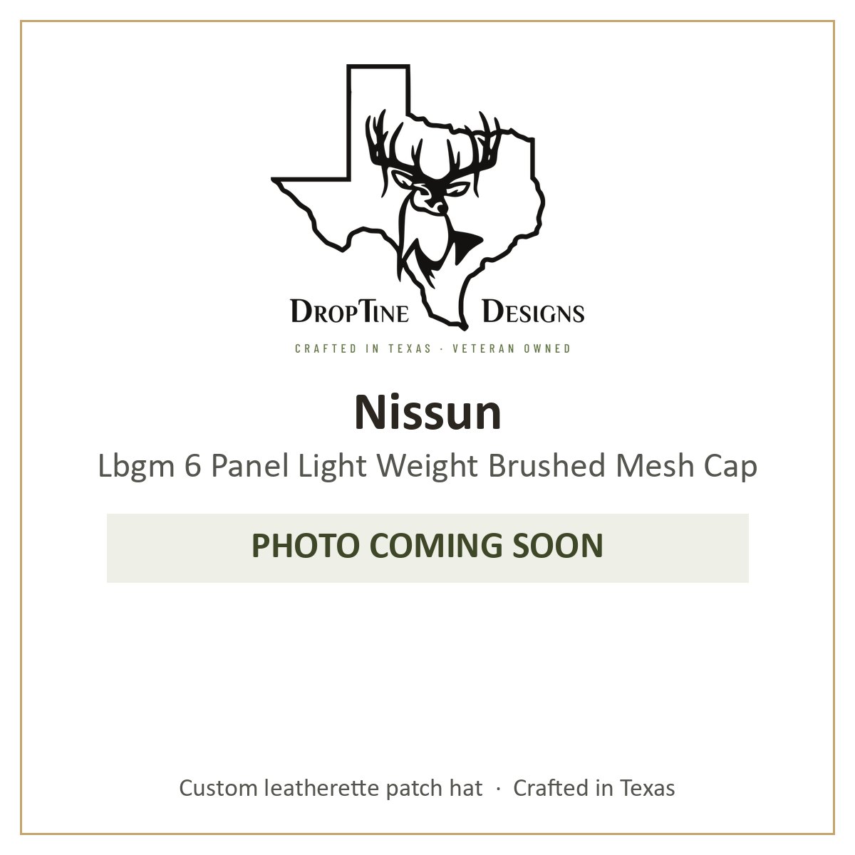 Photo coming soon: Nissun Lbgm 6 Panel Light Weight Brushed Mesh Cap