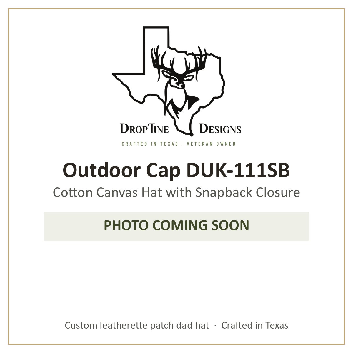 Photo coming soon: Outdoor Cap DUK-111SB Cotton Canvas Hat with Snapback Closure