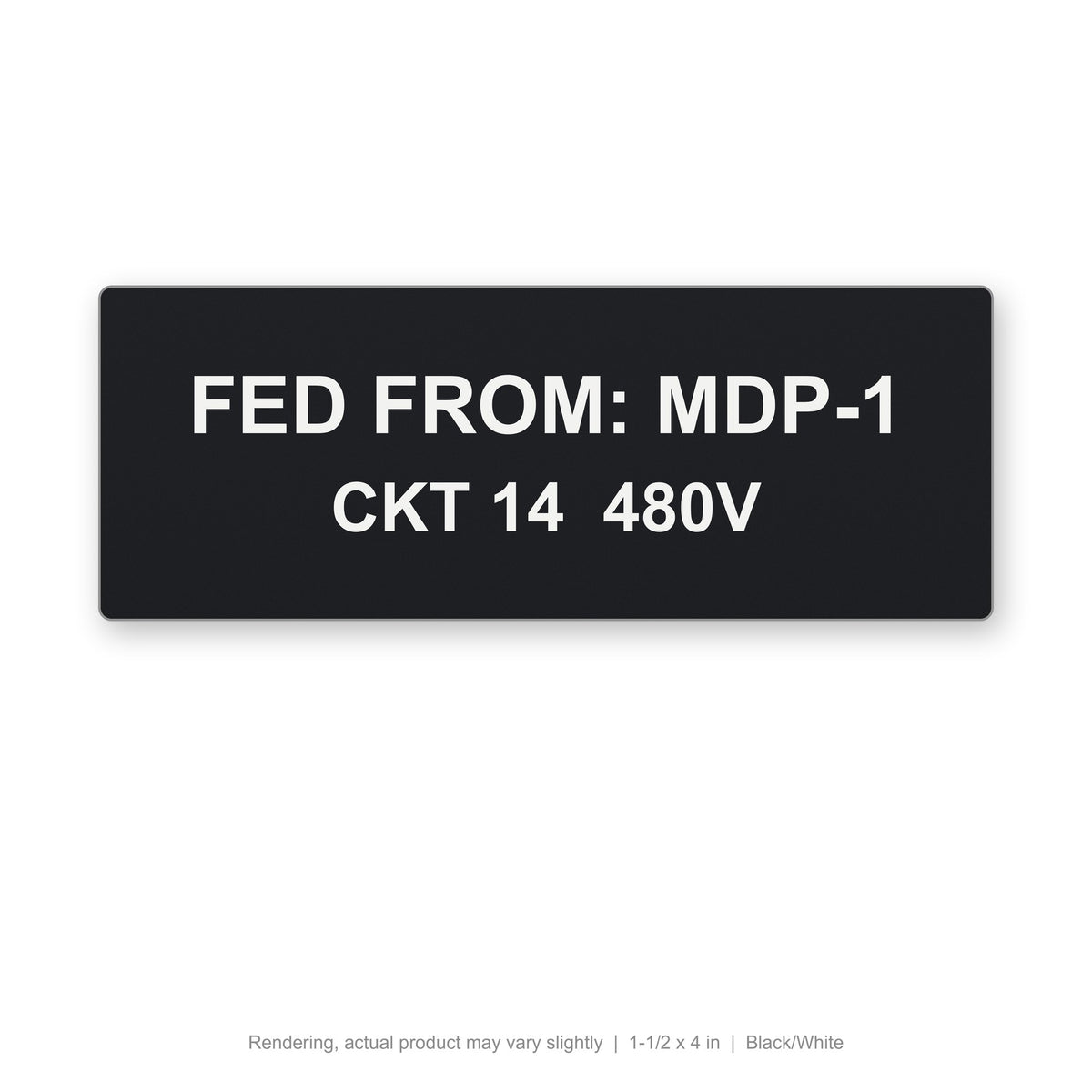 Engraved Panel Label (Phenolic-Style), 1-1/2 x 4 in, Black/White (rendering)