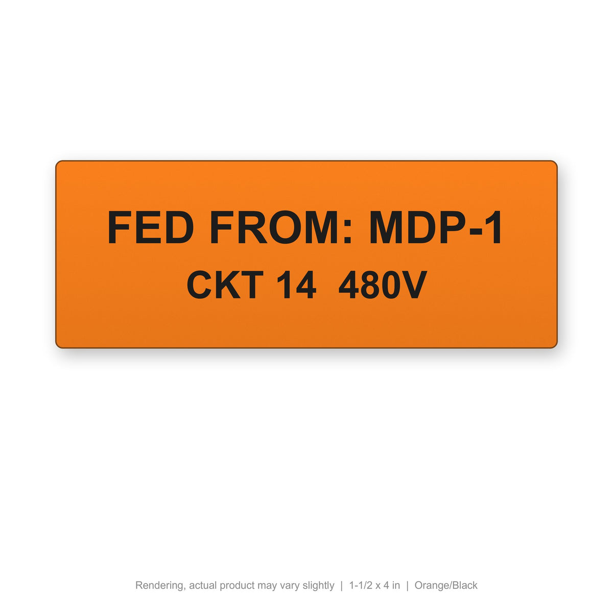 Engraved Panel Label (Phenolic-Style), 1-1/2 x 4 in, Orange/Black (rendering)
