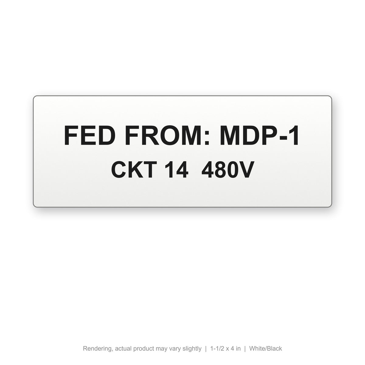 Engraved Panel Label (Phenolic-Style), 1-1/2 x 4 in, White/Black (rendering)