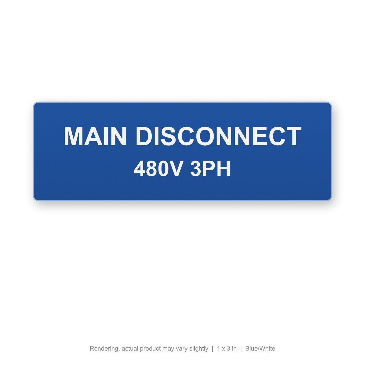 Engraved Panel Label (Phenolic-Style), 1 x 3 in, Blue/White (rendering)