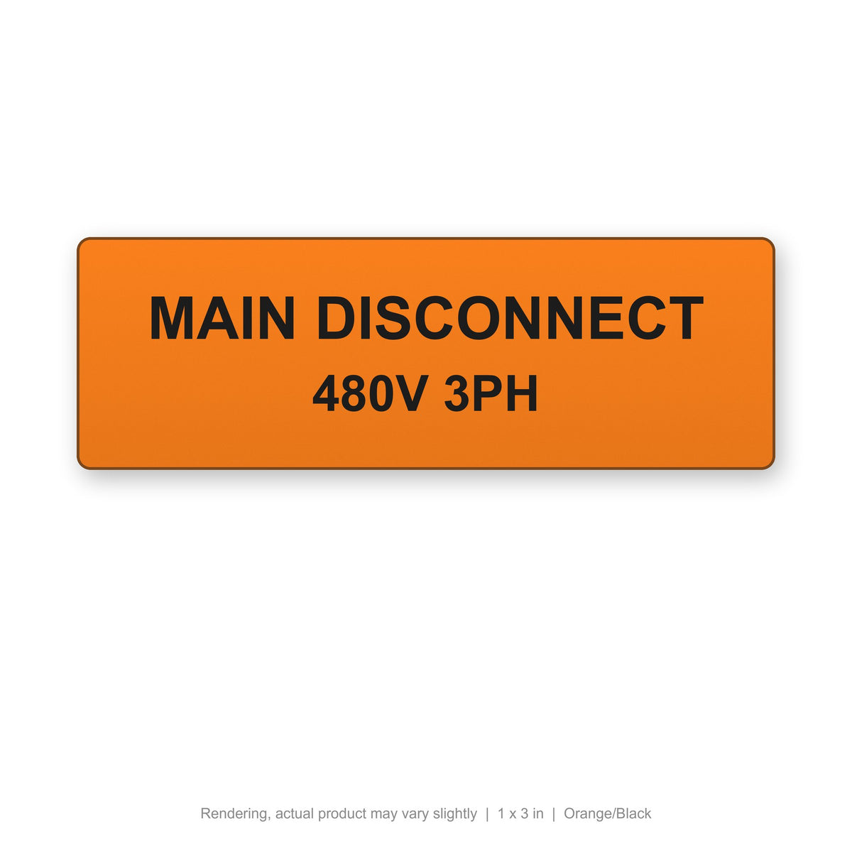 Engraved Panel Label (Phenolic-Style), 1 x 3 in, Orange/Black (rendering)