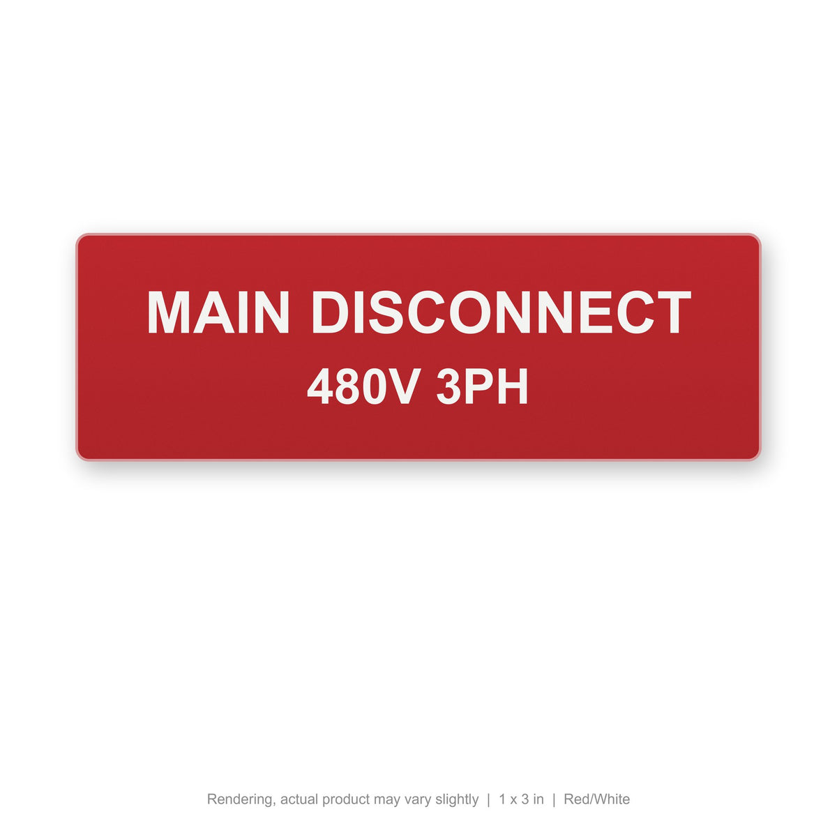 Engraved Panel Label (Phenolic-Style), 1 x 3 in, Red/White (rendering)