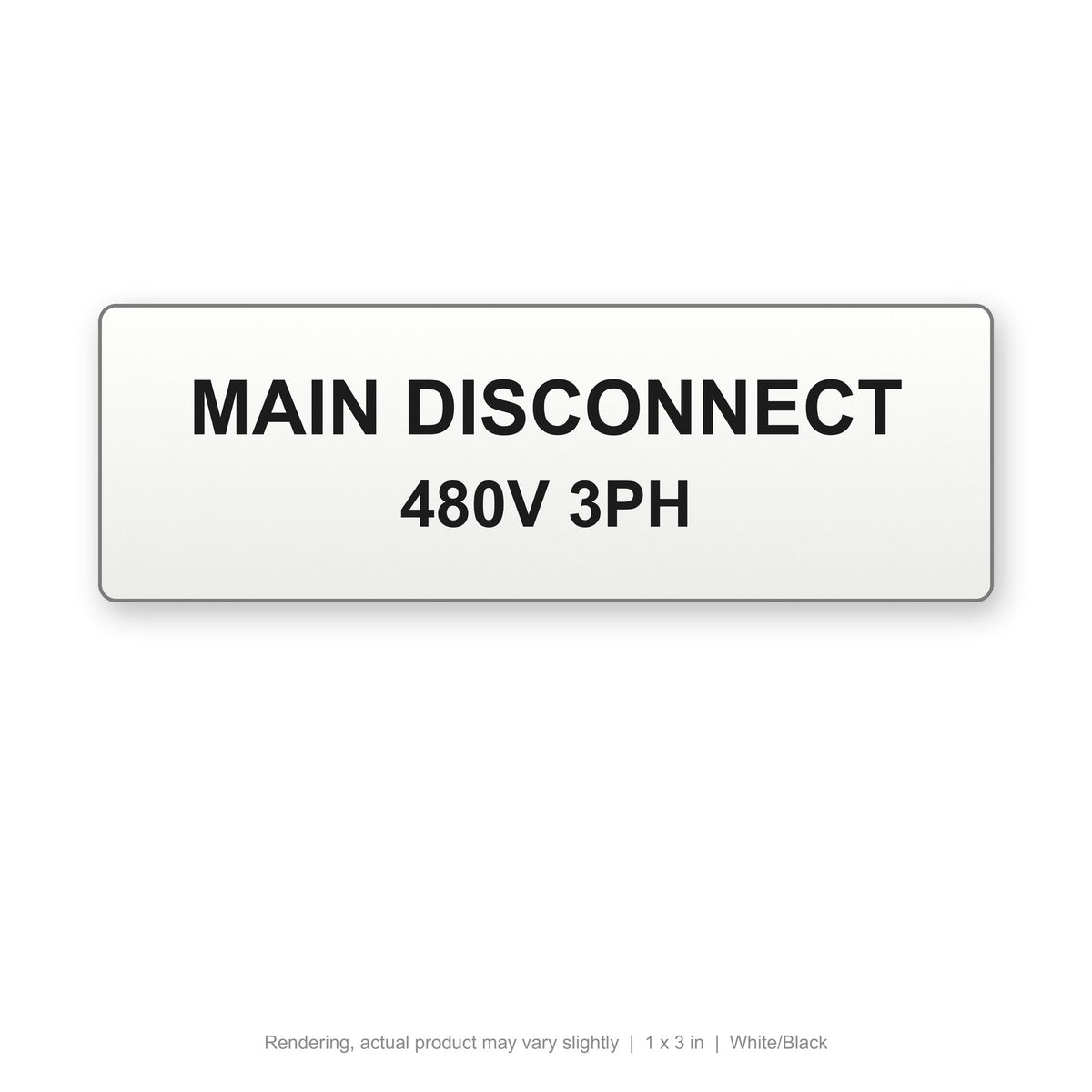 Engraved Panel Label (Phenolic-Style), 1 x 3 in, White/Black (rendering)