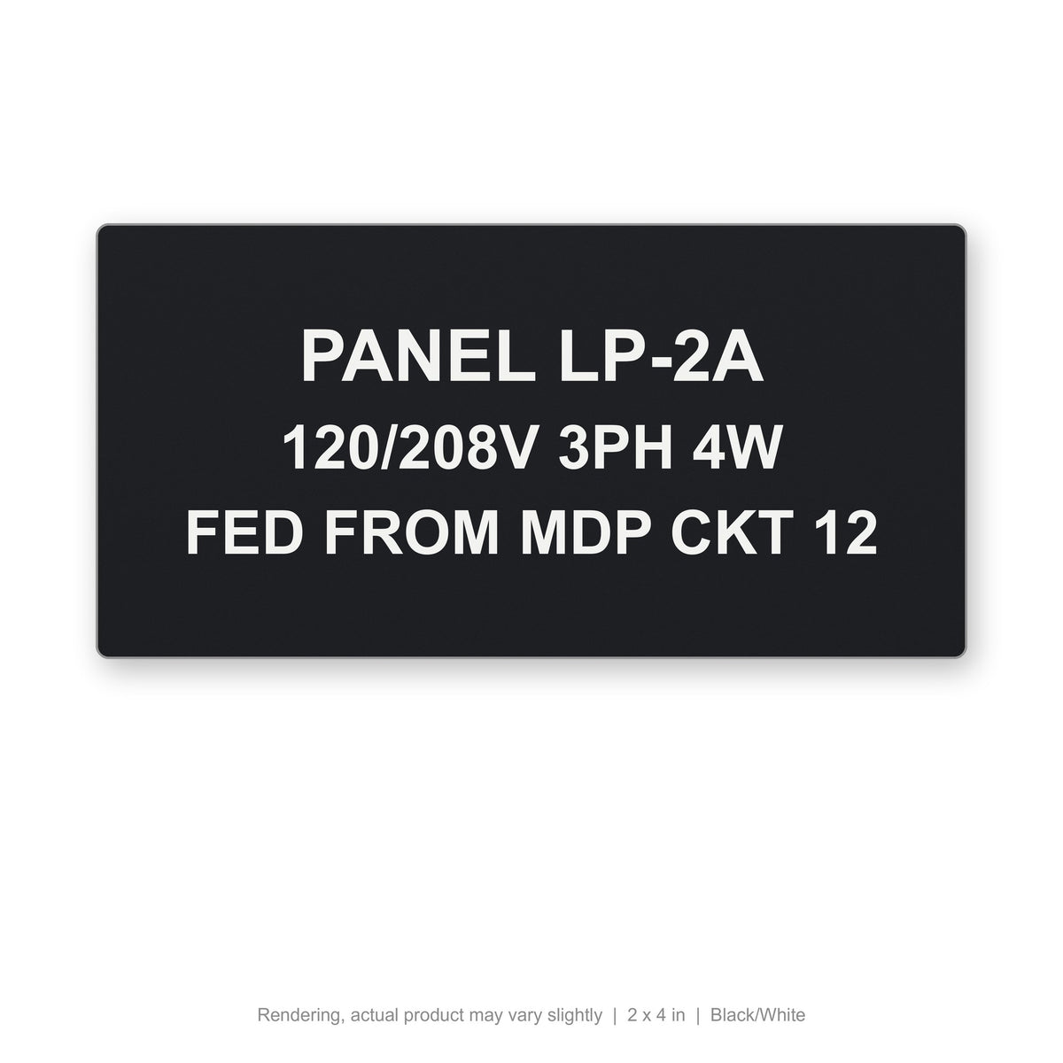 Engraved Panel Label (Phenolic-Style), 2 x 4 in, Black/White (rendering)