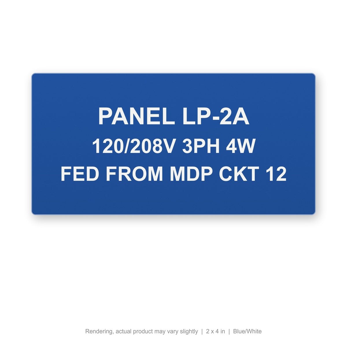 Engraved Panel Label (Phenolic-Style), 2 x 4 in, Blue/White (rendering)