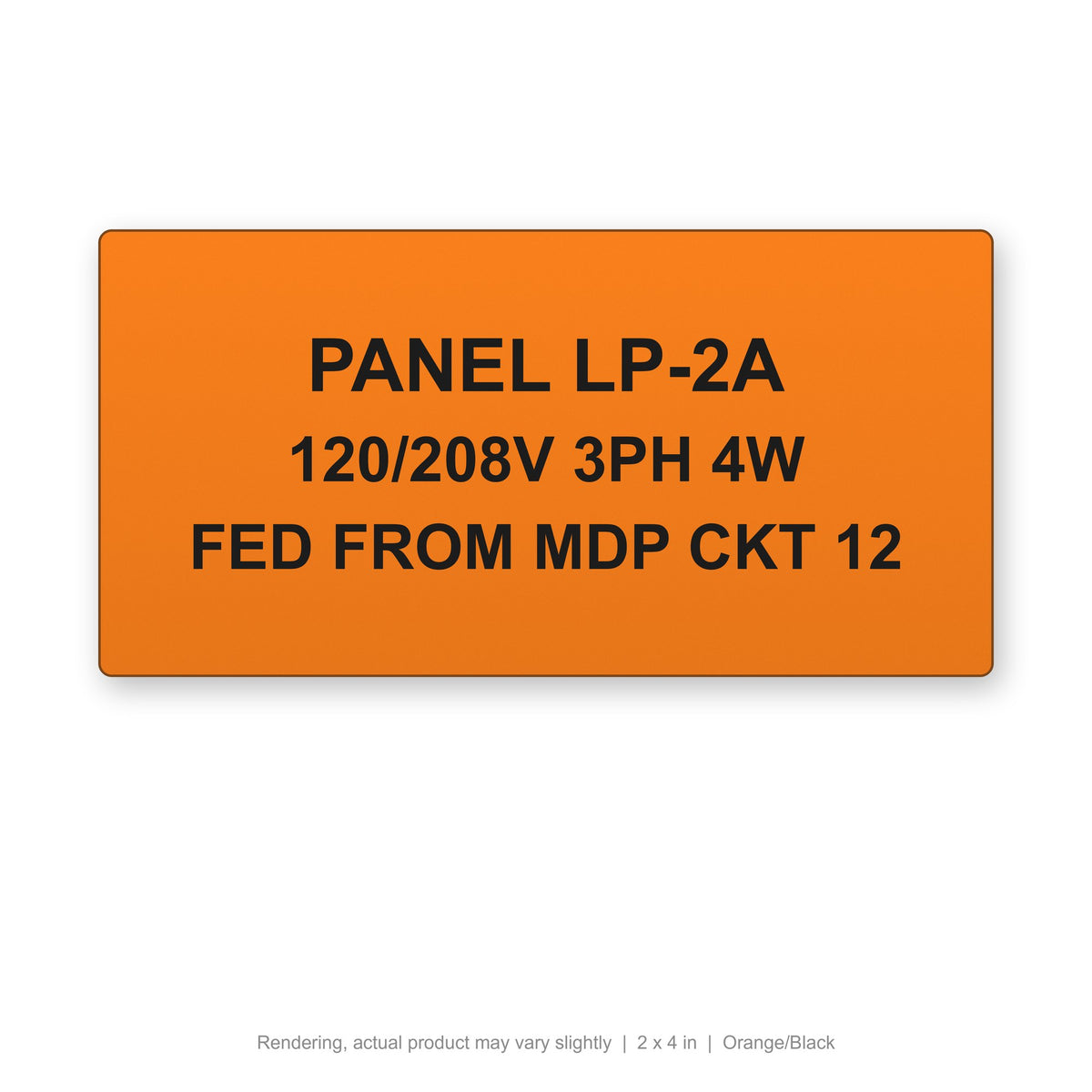 Engraved Panel Label (Phenolic-Style), 2 x 4 in, Orange/Black (rendering)