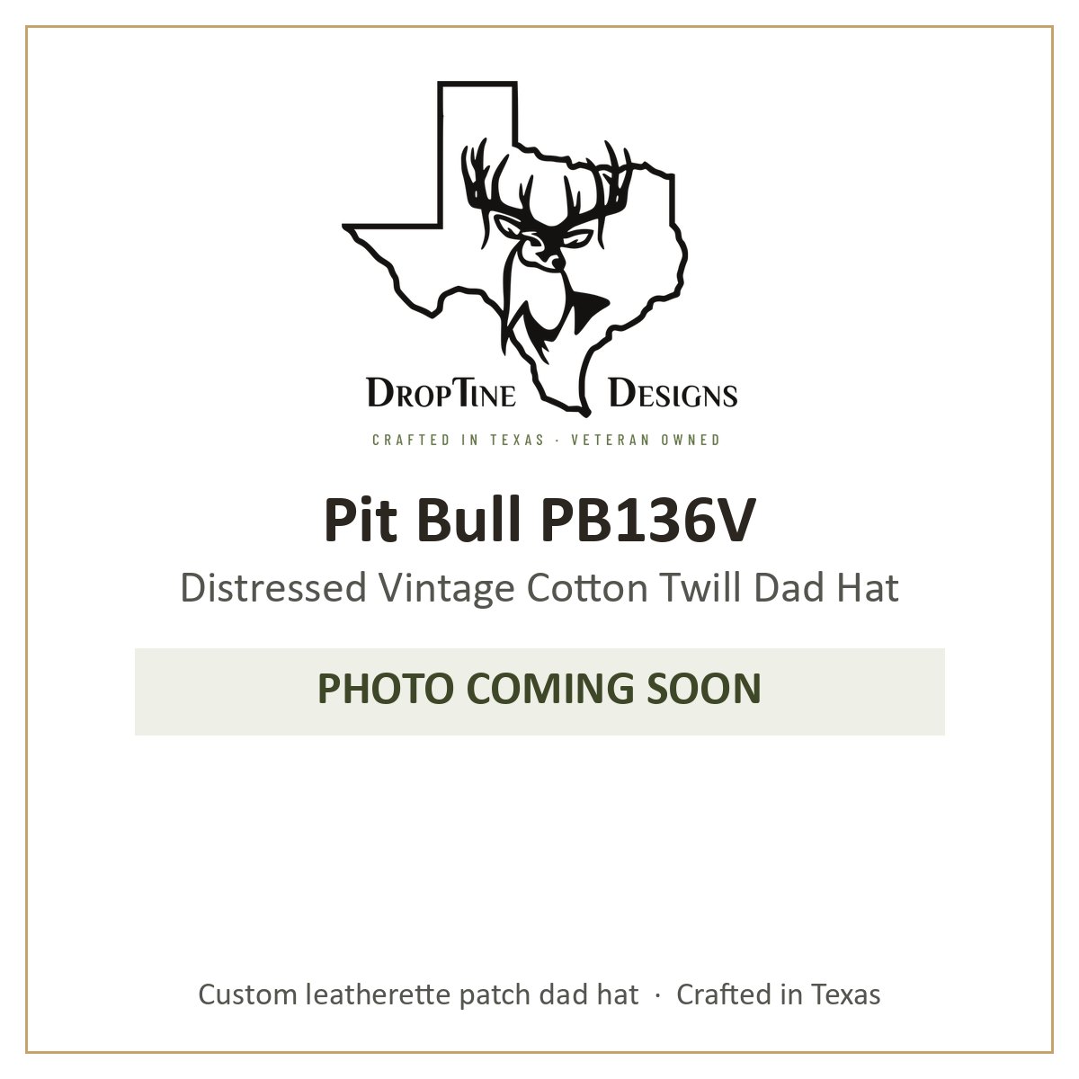 Photo coming soon: Pit Bull PB136V Distressed Vintage Cotton Twill Dad Hat
