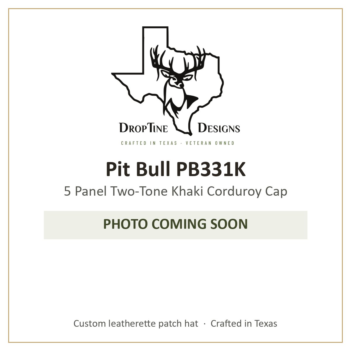 Photo coming soon: Pit Bull PB331K 5 Panel Two-Tone Khaki Corduroy Cap