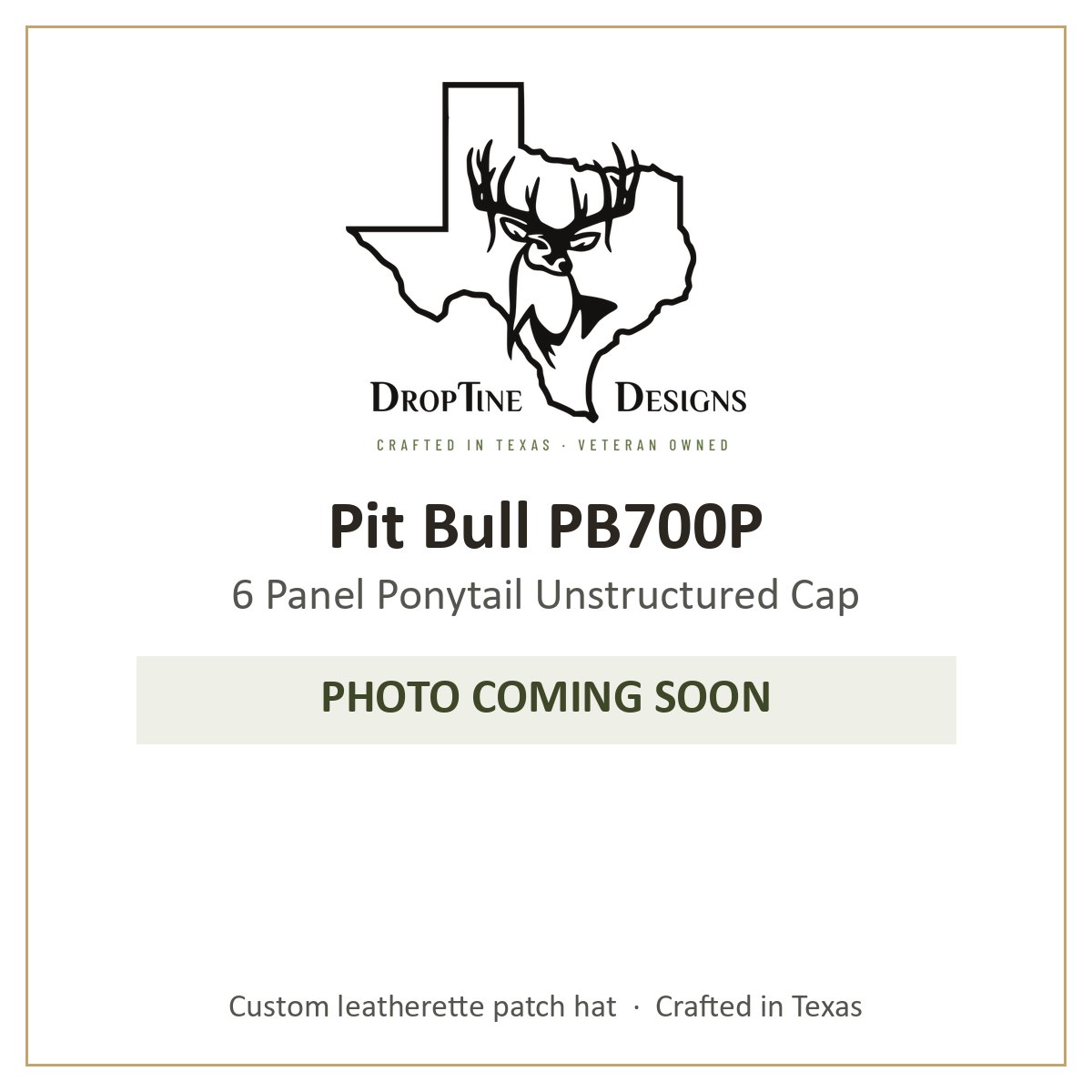 Photo coming soon: Pit Bull PB700P 6 Panel Ponytail Unstructured Cap