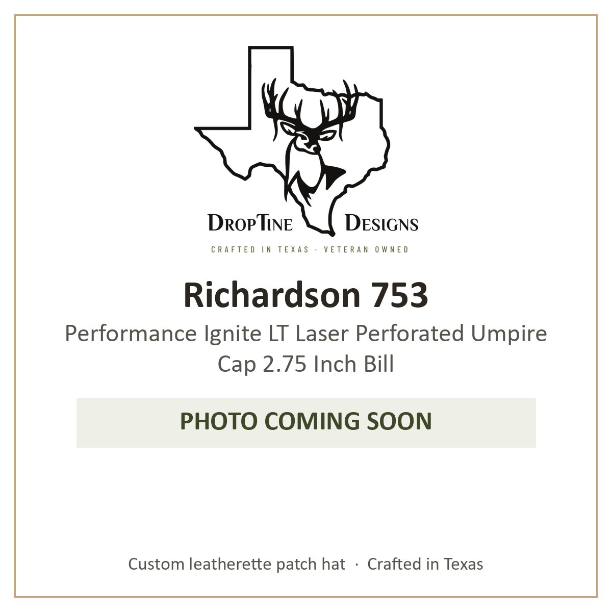 Photo coming soon: Richardson 753 Performance Ignite LT Laser Perforated Umpire Cap 2.75 Inch Bill