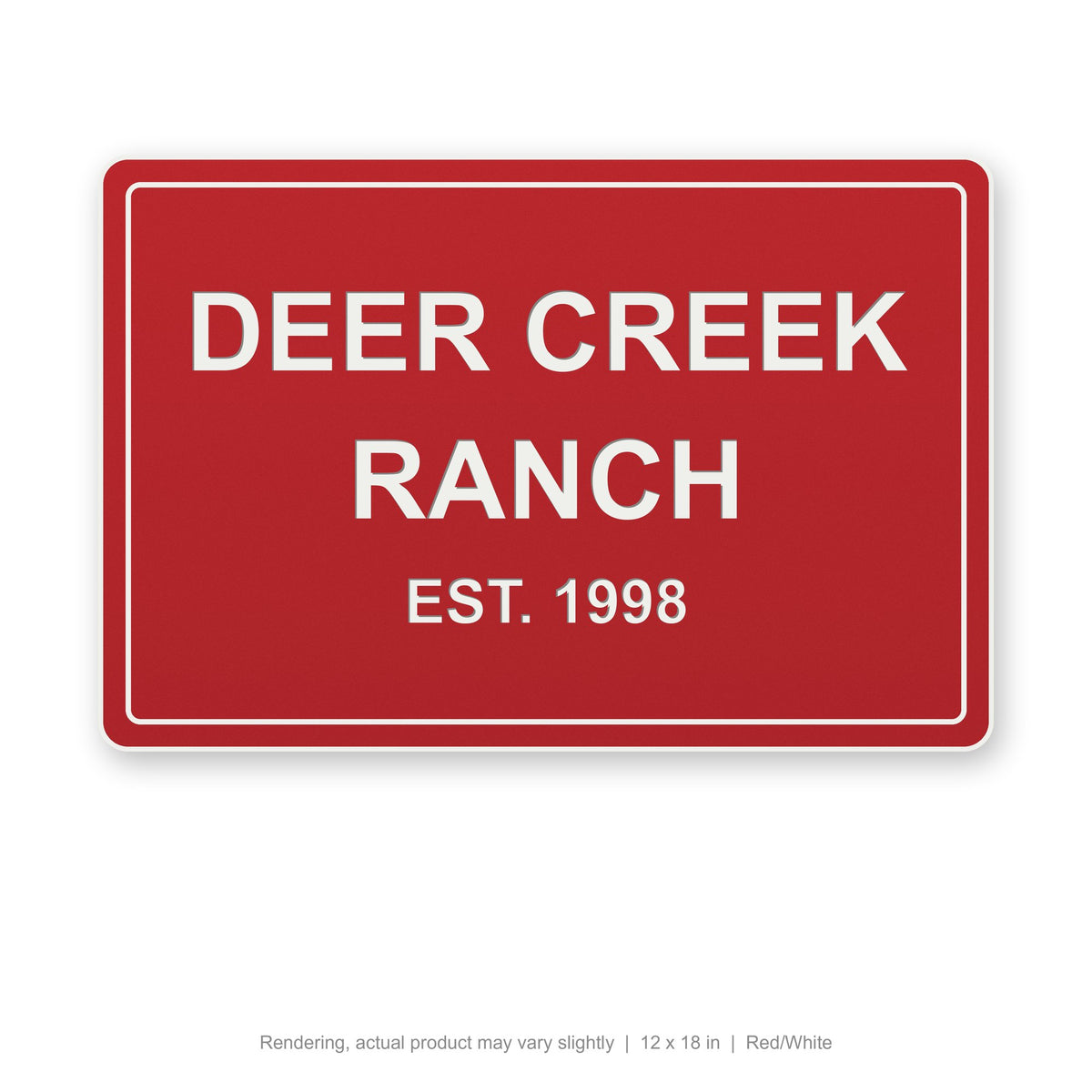Routed Outdoor Sign, 12 x 18 in, Red/White (rendering)
