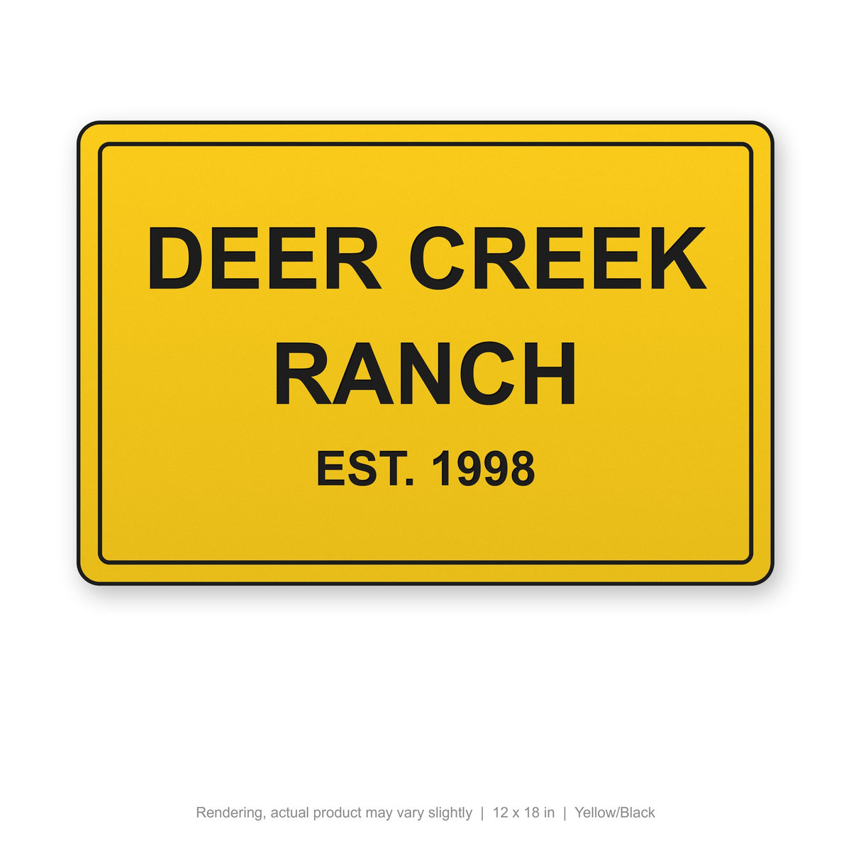 Routed Outdoor Sign, 12 x 18 in, Yellow/Black (rendering)