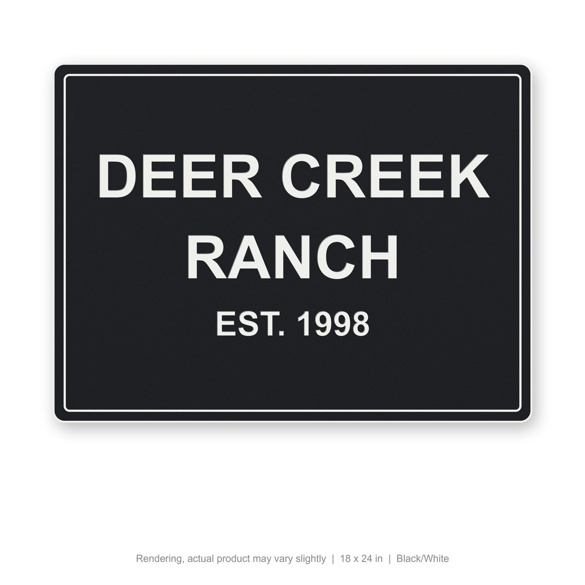 Routed Outdoor Sign, 18 x 24 in, Black/White (rendering)