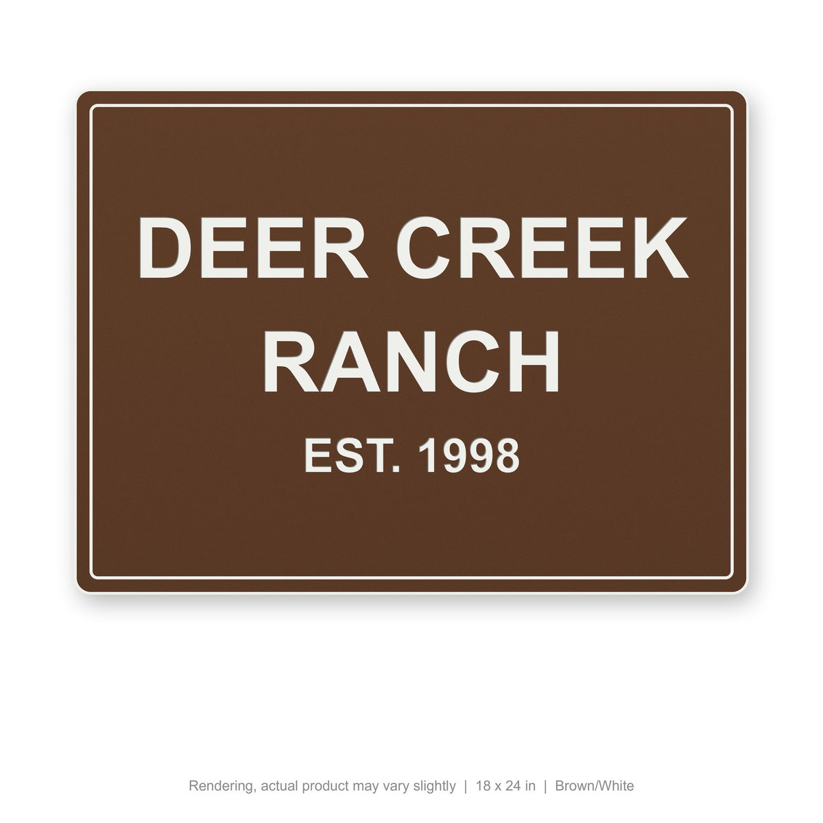 Routed Outdoor Sign, 18 x 24 in, Brown/White (rendering)