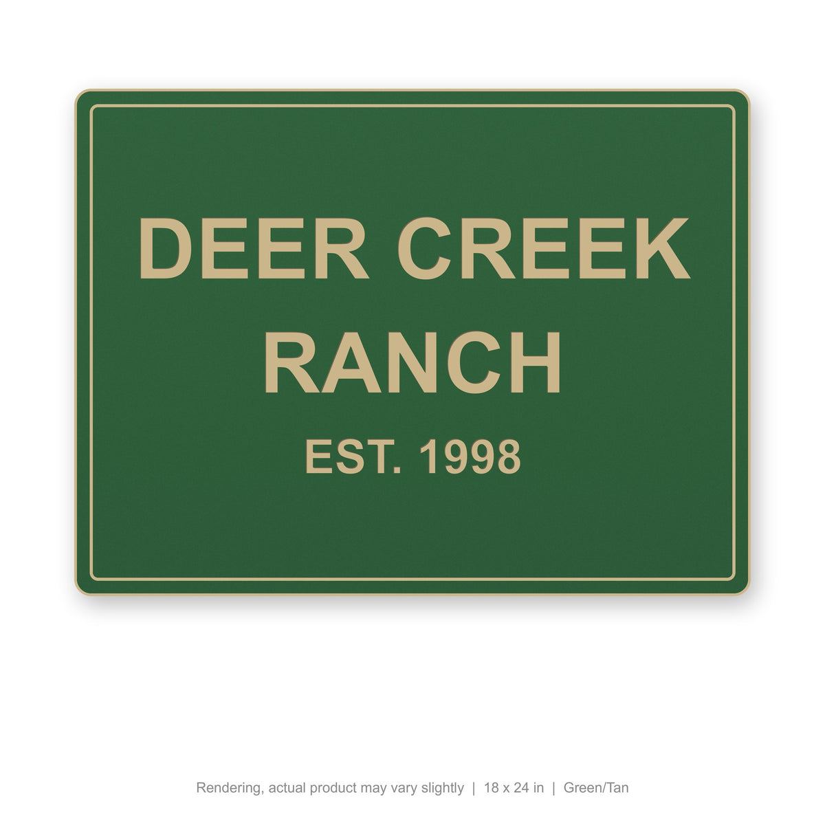 Routed Outdoor Sign, 18 x 24 in, Green/Tan (rendering)