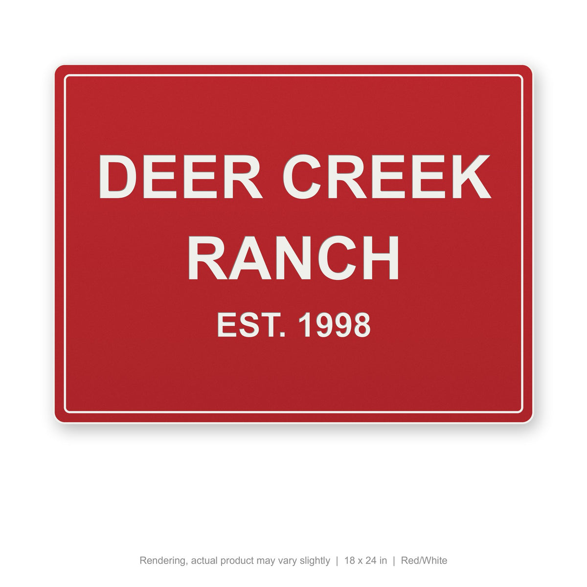 Routed Outdoor Sign, 18 x 24 in, Red/White (rendering)