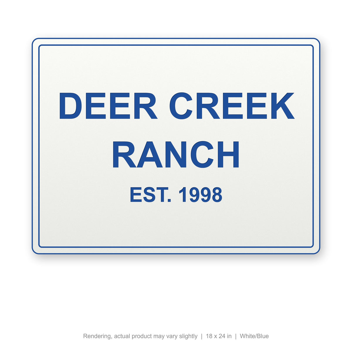 Routed Outdoor Sign, 18 x 24 in, White/Blue (rendering)